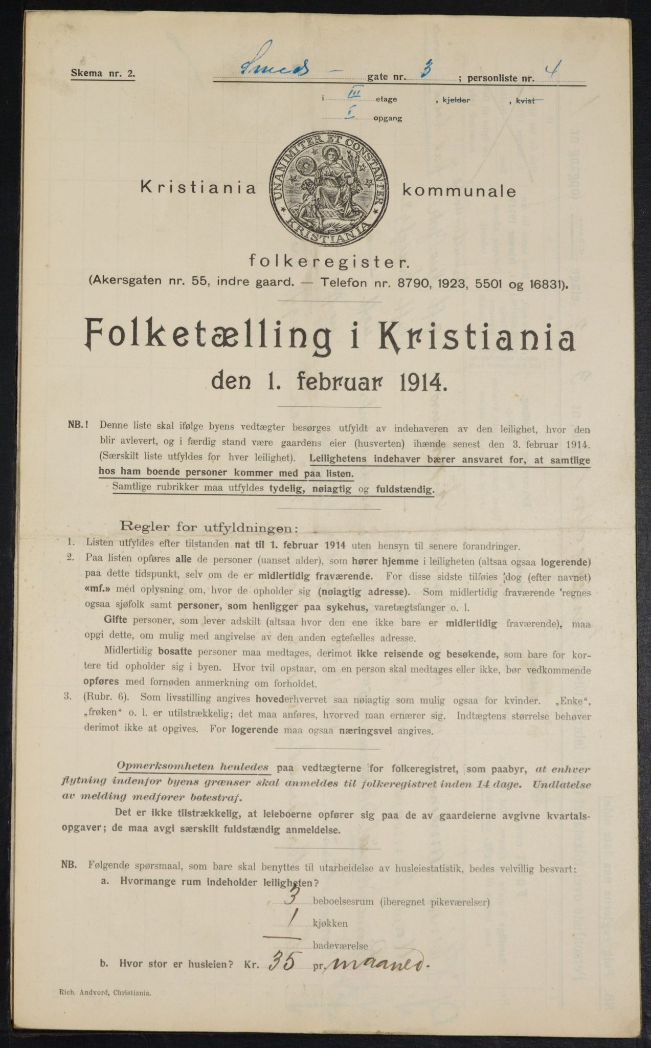 OBA, Kommunal folketelling 1.2.1914 for Kristiania, 1914, s. 96976