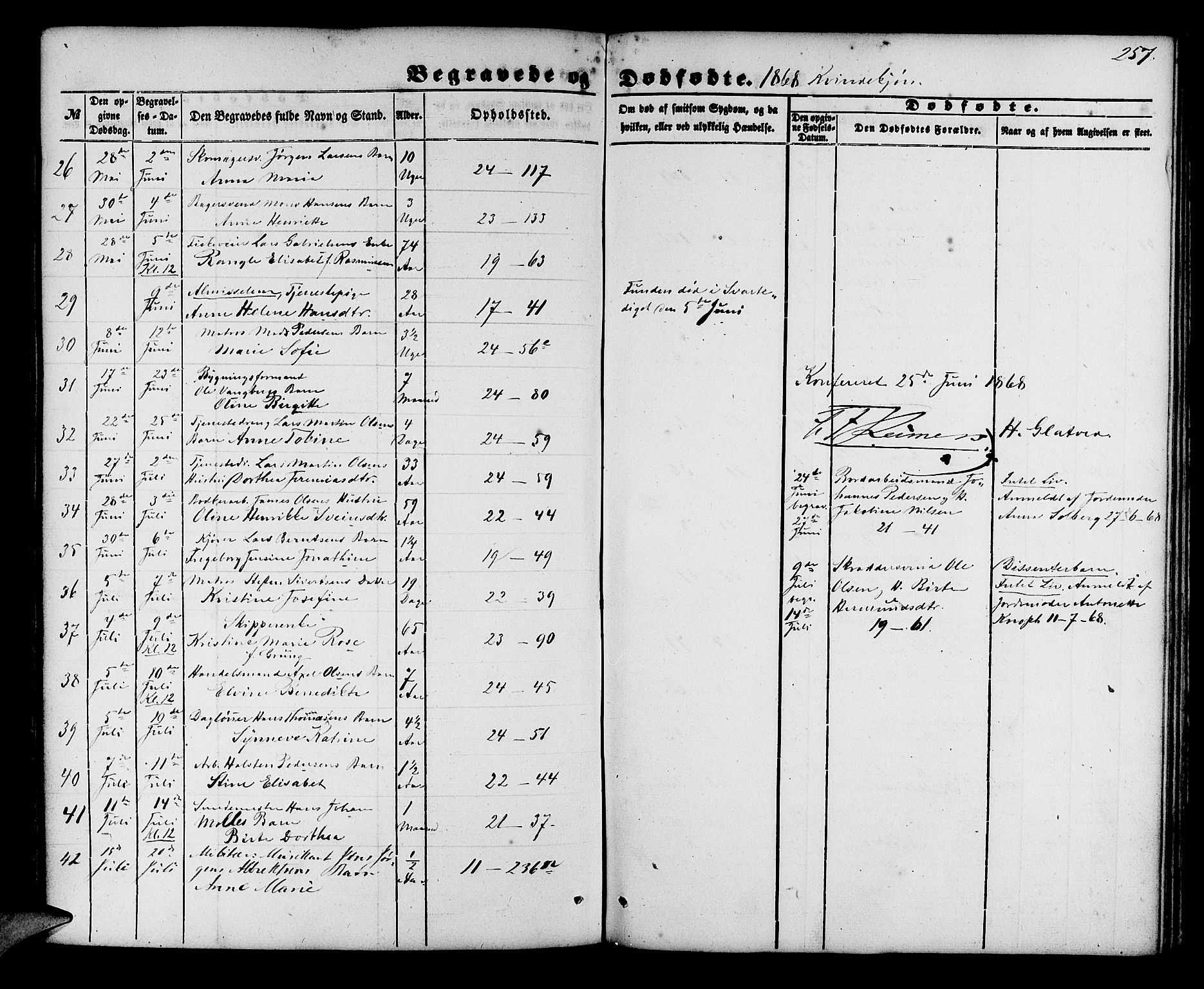 Korskirken sokneprestembete, AV/SAB-A-76101/H/Hab: Klokkerbok nr. E 2, 1851-1871, s. 257