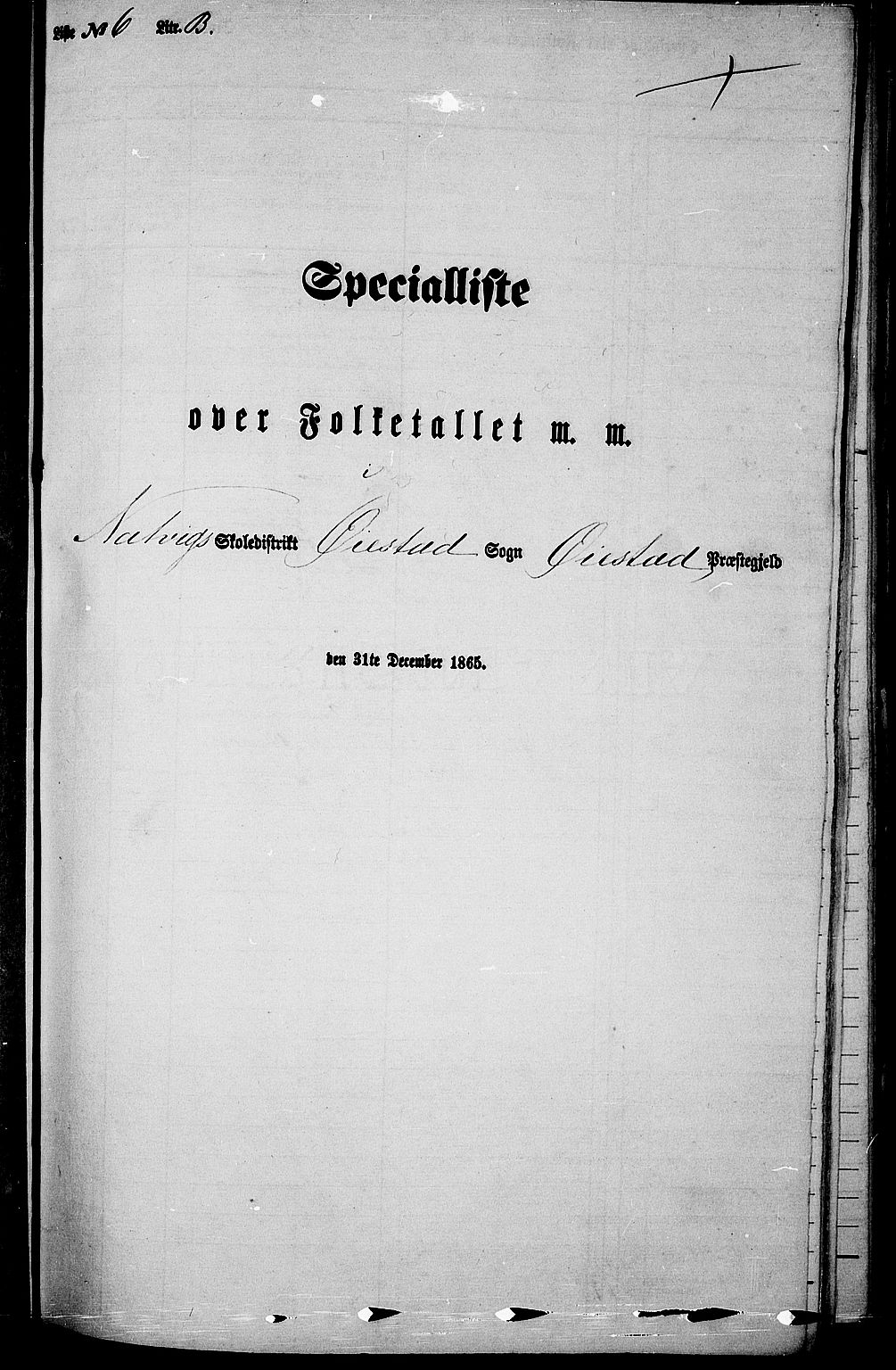 RA, Folketelling 1865 for 0920P Øyestad prestegjeld, 1865, s. 92