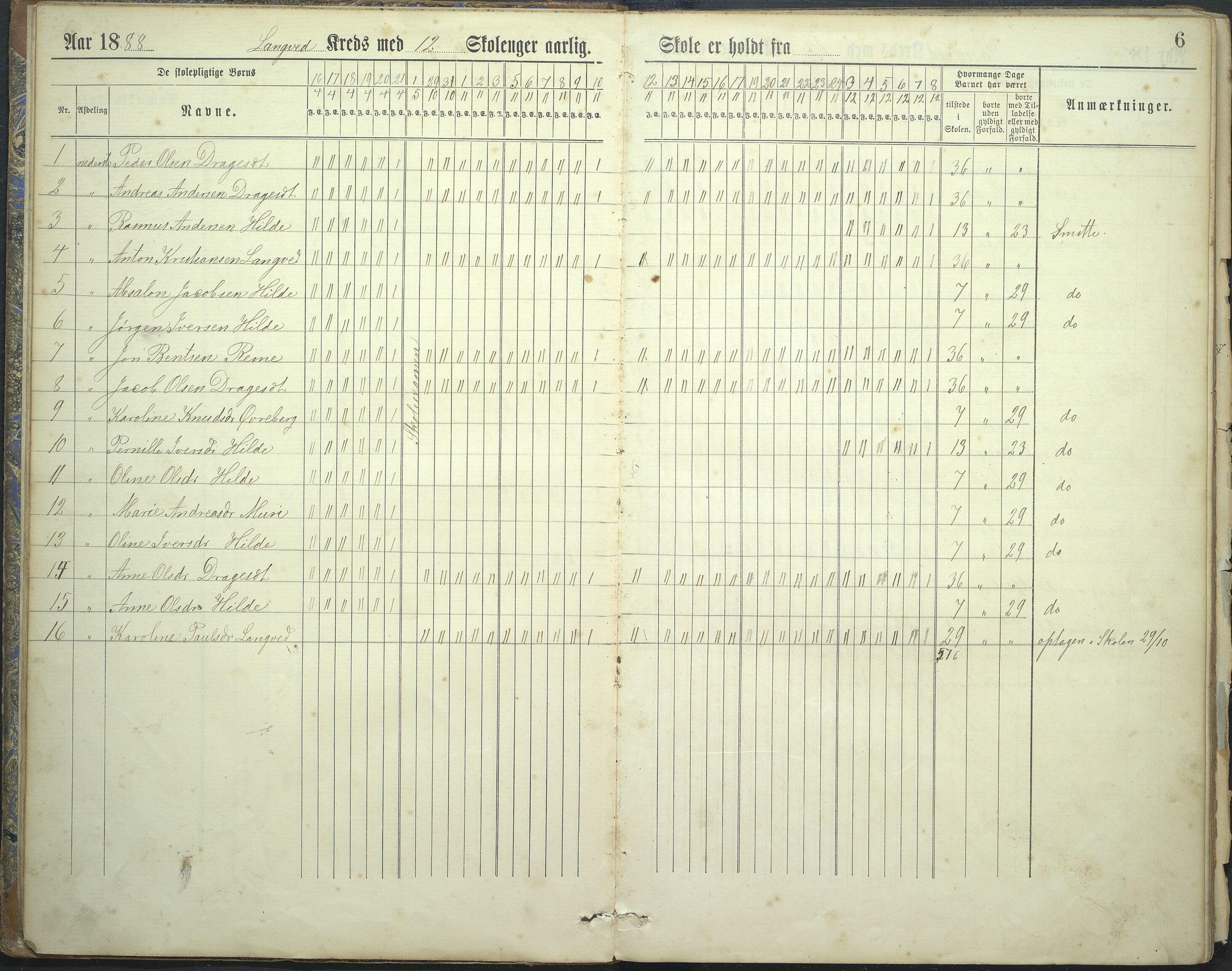 Innvik kommune. Lyslo skulekrins, VLFK/K-14470.520.18/543/L0002: dagbok for Langved skulekrins, Lyslo skulekrins, Innvik skule og Aarholen skule, 1888-1901