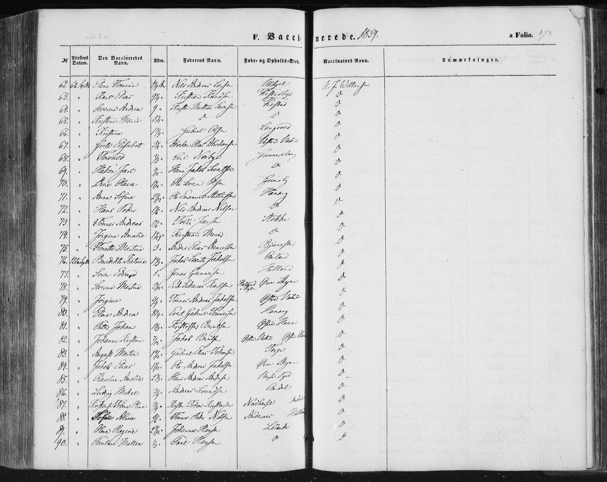 Lista sokneprestkontor, SAK/1111-0027/F/Fa/L0010: Ministerialbok nr. A 10, 1846-1861, s. 478