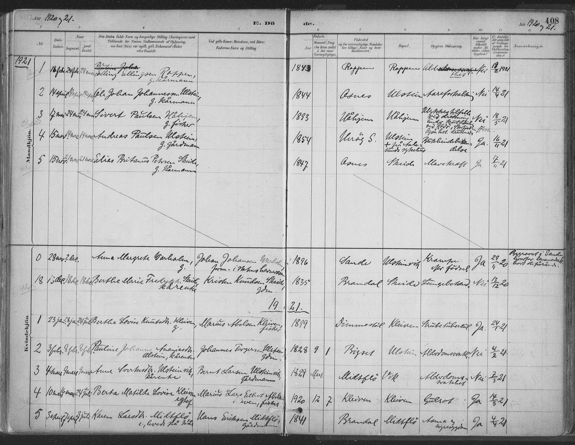 Ministerialprotokoller, klokkerbøker og fødselsregistre - Møre og Romsdal, AV/SAT-A-1454/509/L0106: Ministerialbok nr. 509A04, 1883-1922, s. 408