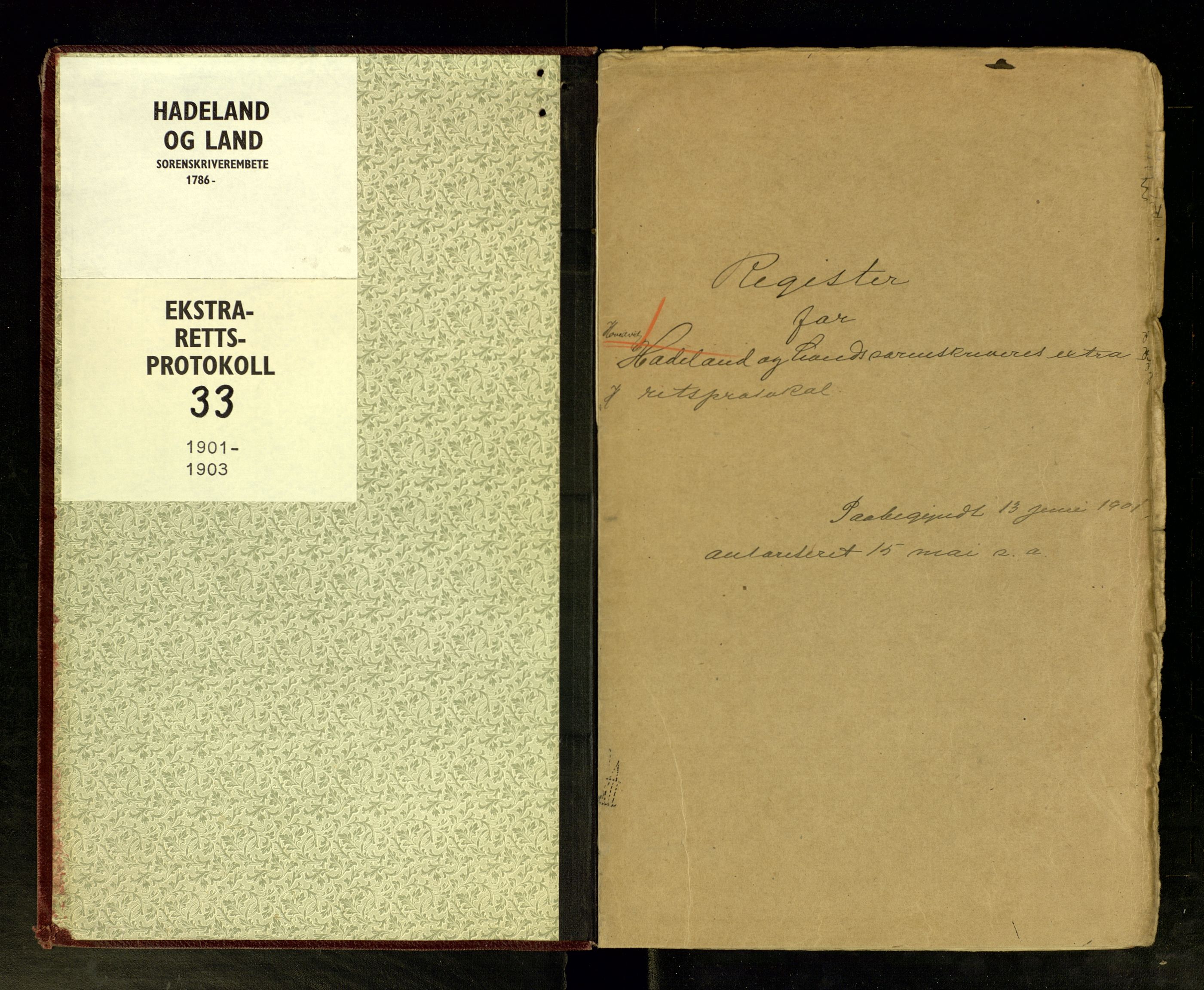 Hadeland og Land tingrett, SAH/TING-010/G/Gc/L0033: Ekstrarettsprotokoll, 1901-1903