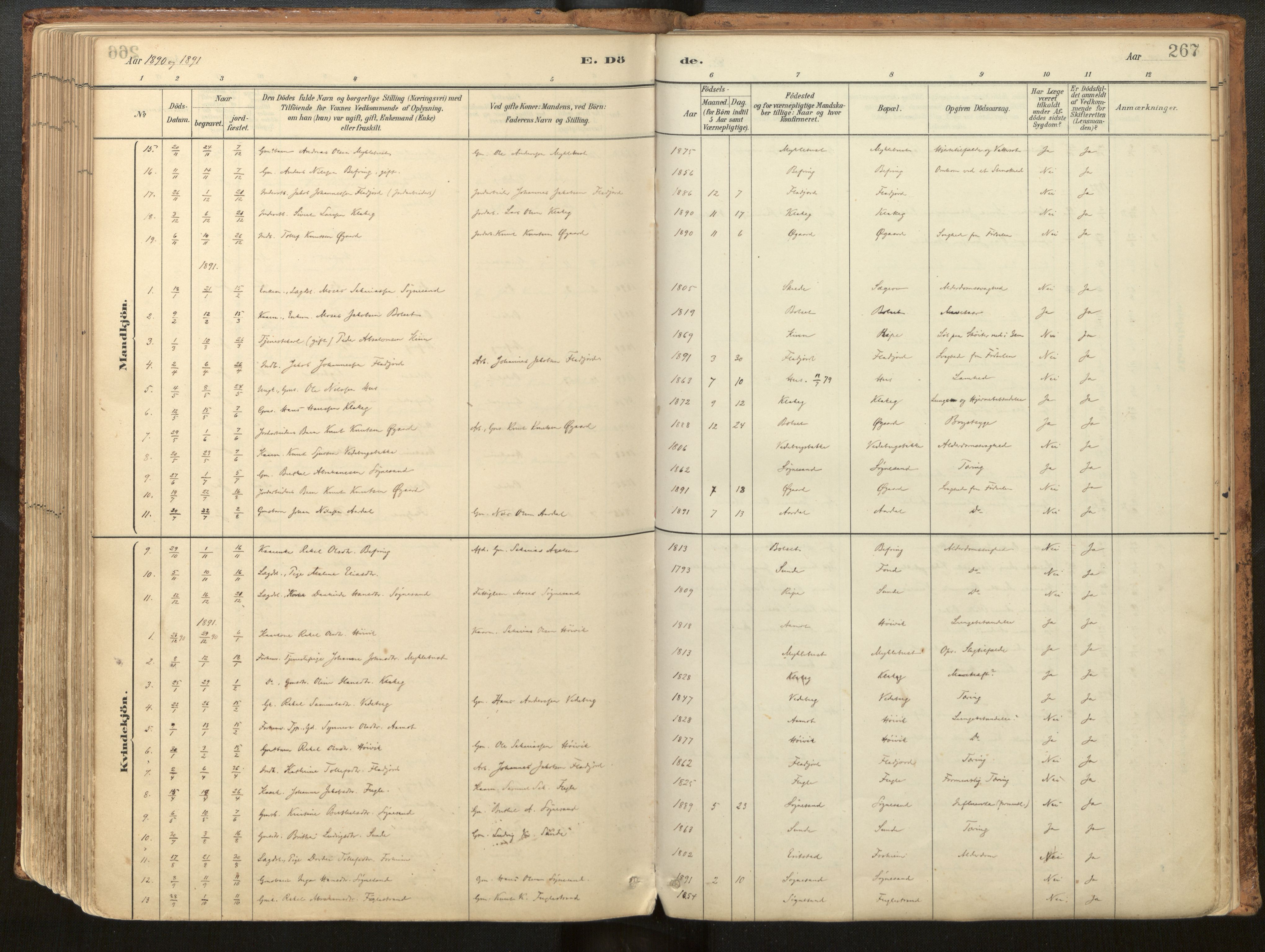 Jølster sokneprestembete, SAB/A-80701/H/Haa/Haac/L0001: Ministerialbok nr. C 1, 1882-1928, s. 267