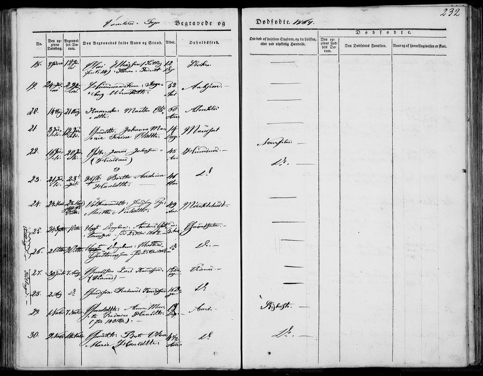 Ministerialprotokoller, klokkerbøker og fødselsregistre - Møre og Romsdal, AV/SAT-A-1454/501/L0006: Ministerialbok nr. 501A06, 1844-1868, s. 232