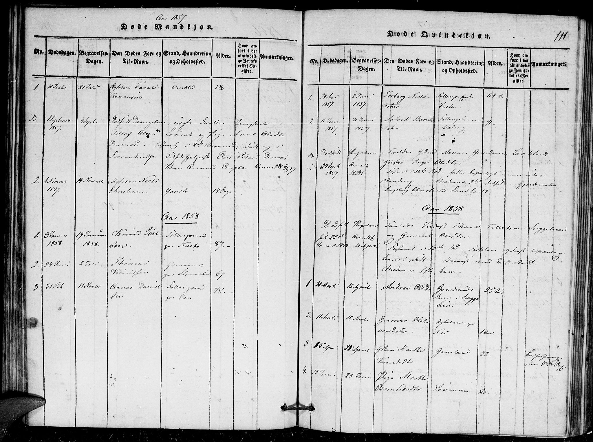 Herefoss sokneprestkontor, SAK/1111-0019/F/Fa/Faa/L0001: Ministerialbok nr. A 1, 1816-1860, s. 111