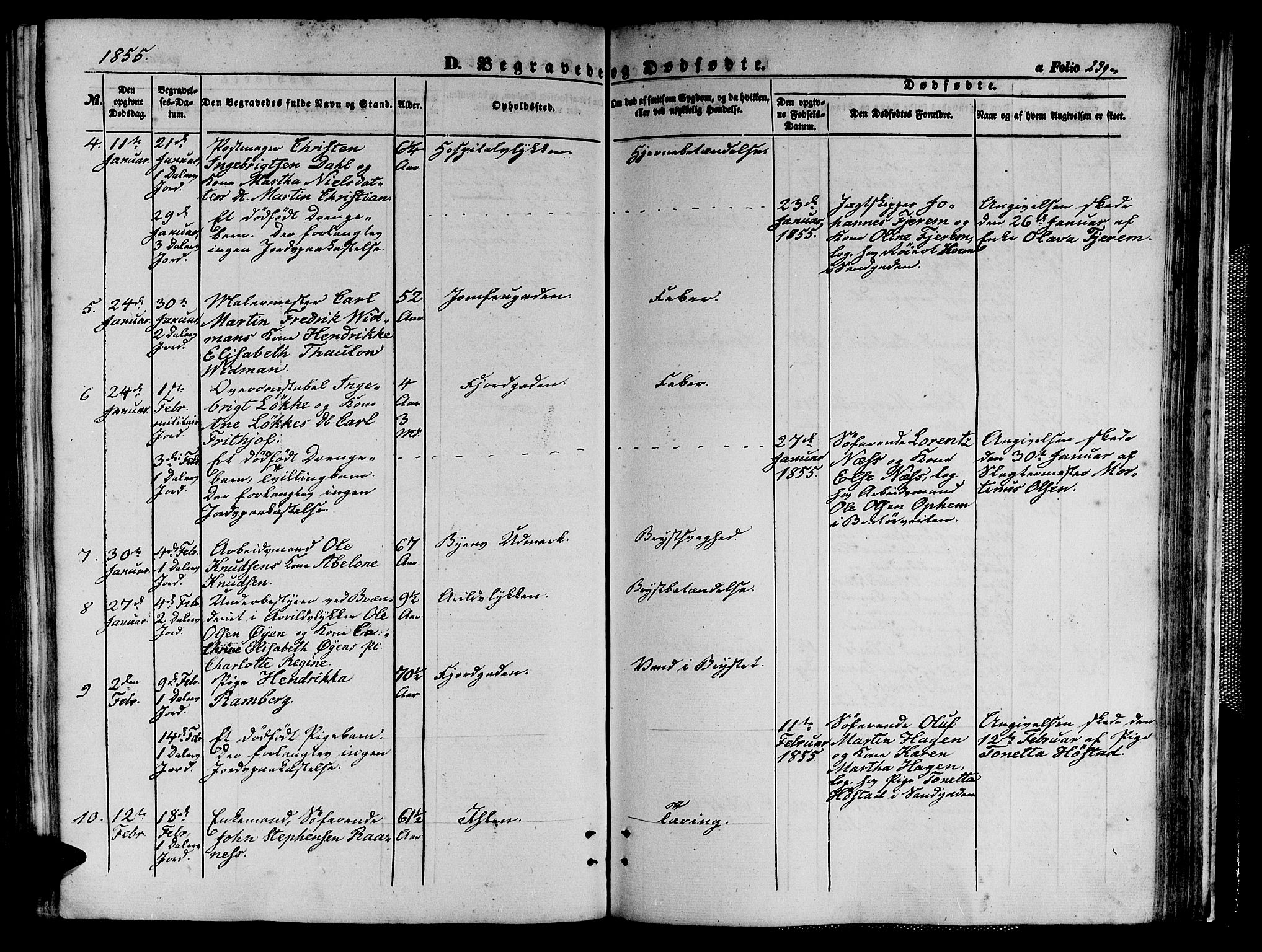 Ministerialprotokoller, klokkerbøker og fødselsregistre - Sør-Trøndelag, SAT/A-1456/602/L0138: Klokkerbok nr. 602C06, 1853-1858, s. 239