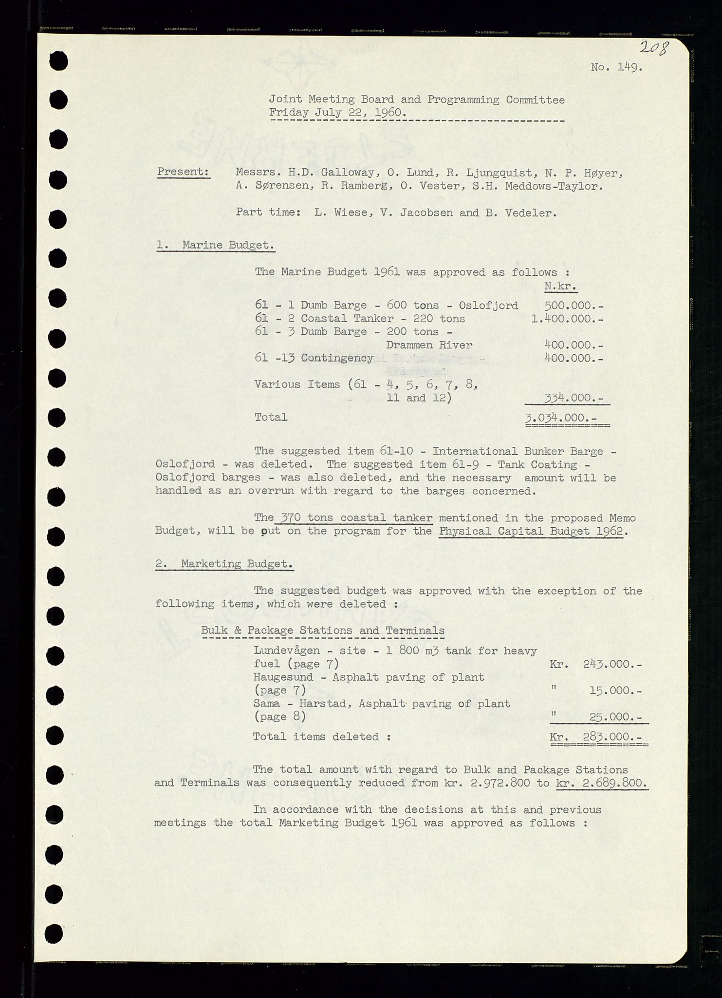 Pa 0982 - Esso Norge A/S, AV/SAST-A-100448/A/Aa/L0001/0002: Den administrerende direksjon Board minutes (styrereferater) / Den administrerende direksjon Board minutes (styrereferater), 1960-1961, s. 44