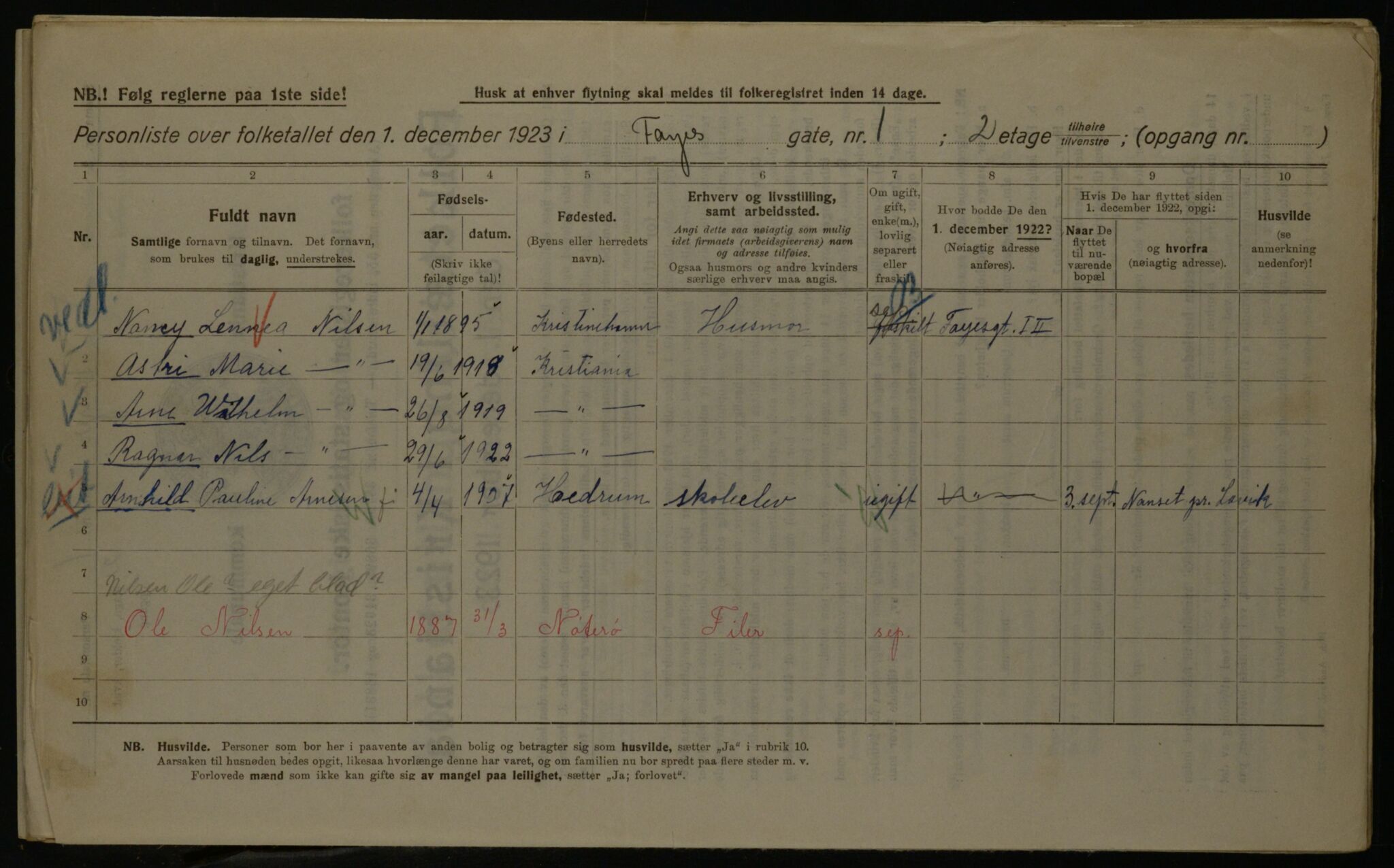 OBA, Kommunal folketelling 1.12.1923 for Kristiania, 1923, s. 26853