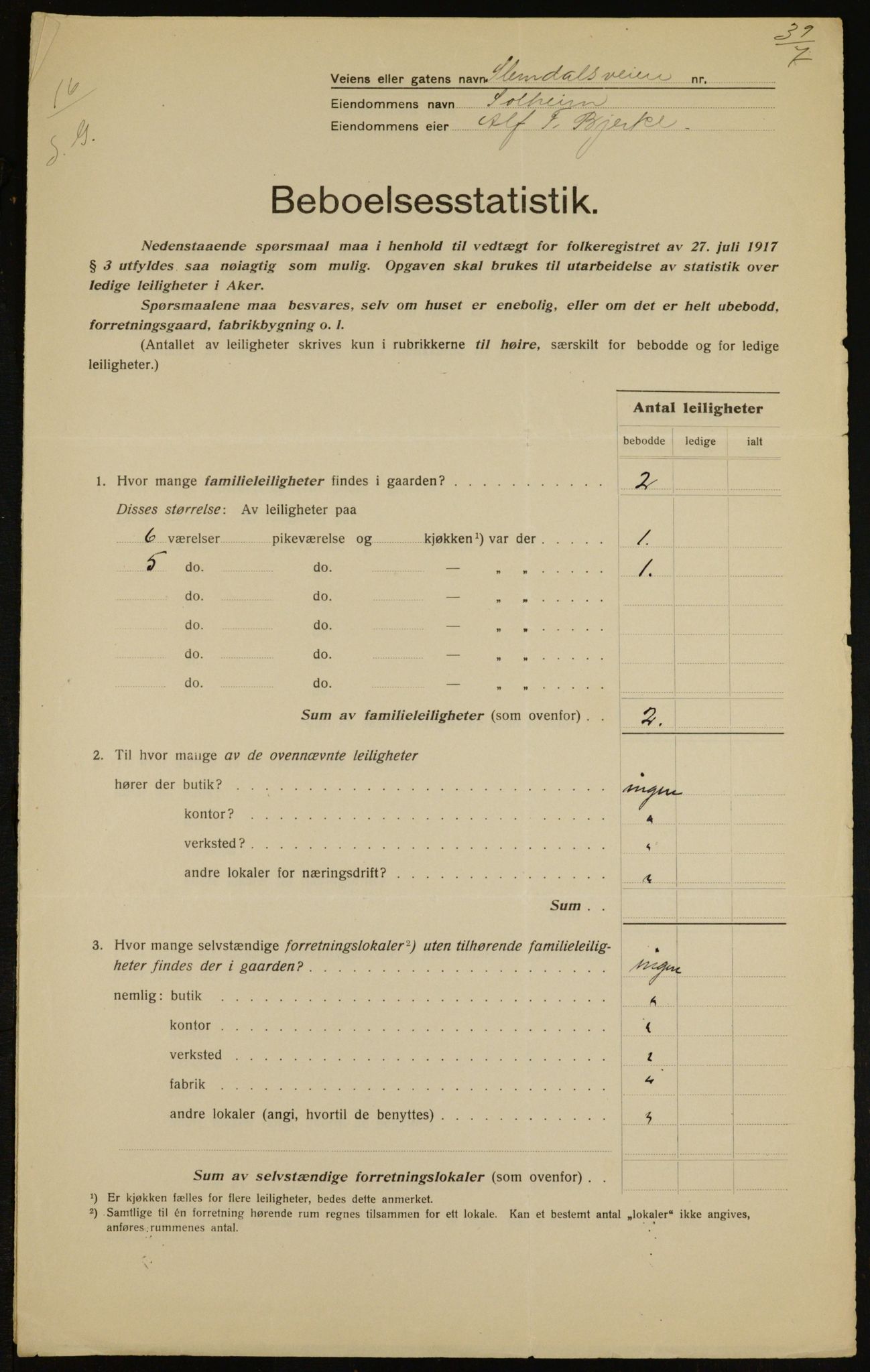 OBA, Kommunal folketelling 1.12.1917 for Aker, 1917, s. 9588