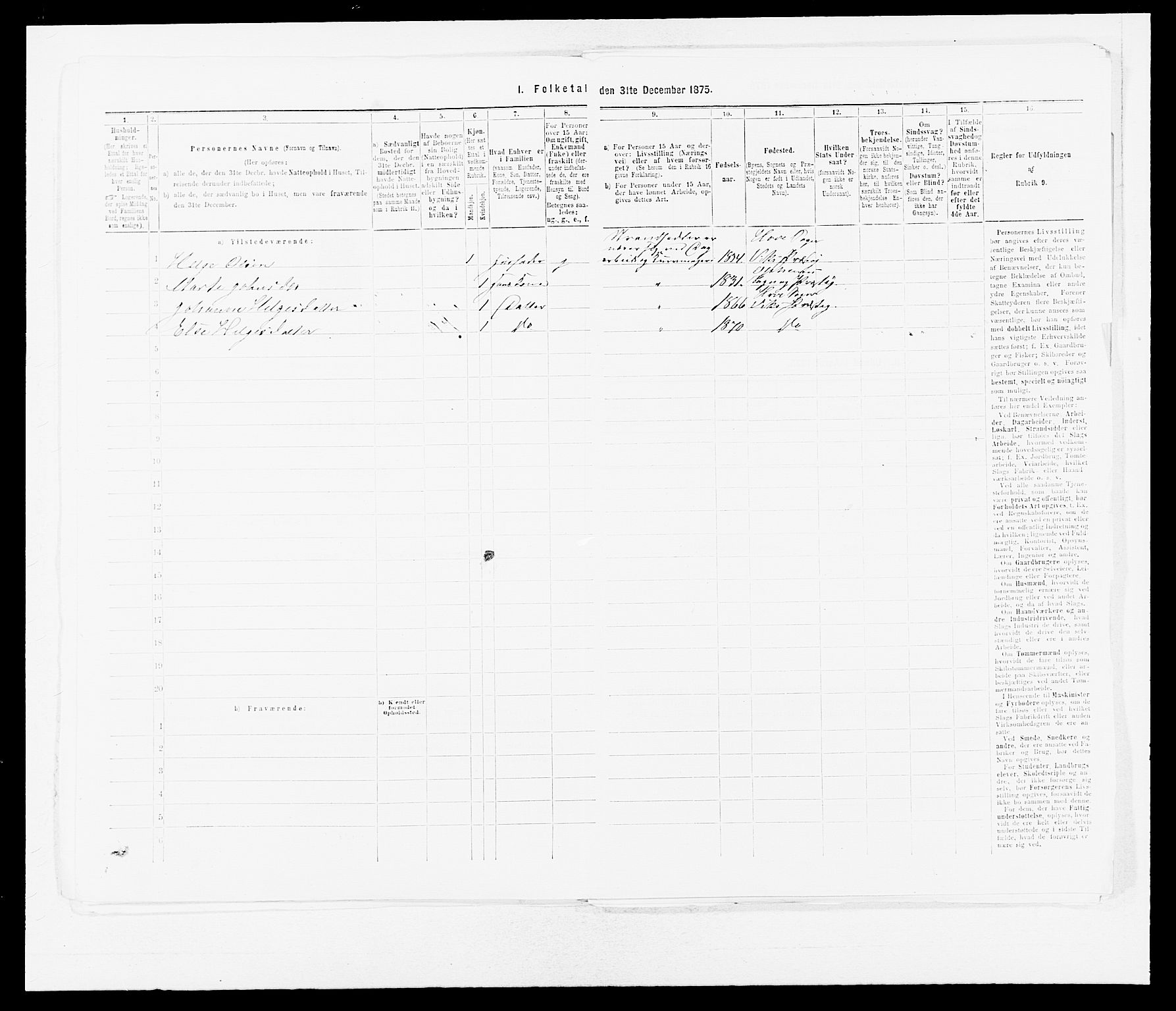 SAB, Folketelling 1875 for 1417P Vik prestegjeld, 1875, s. 938