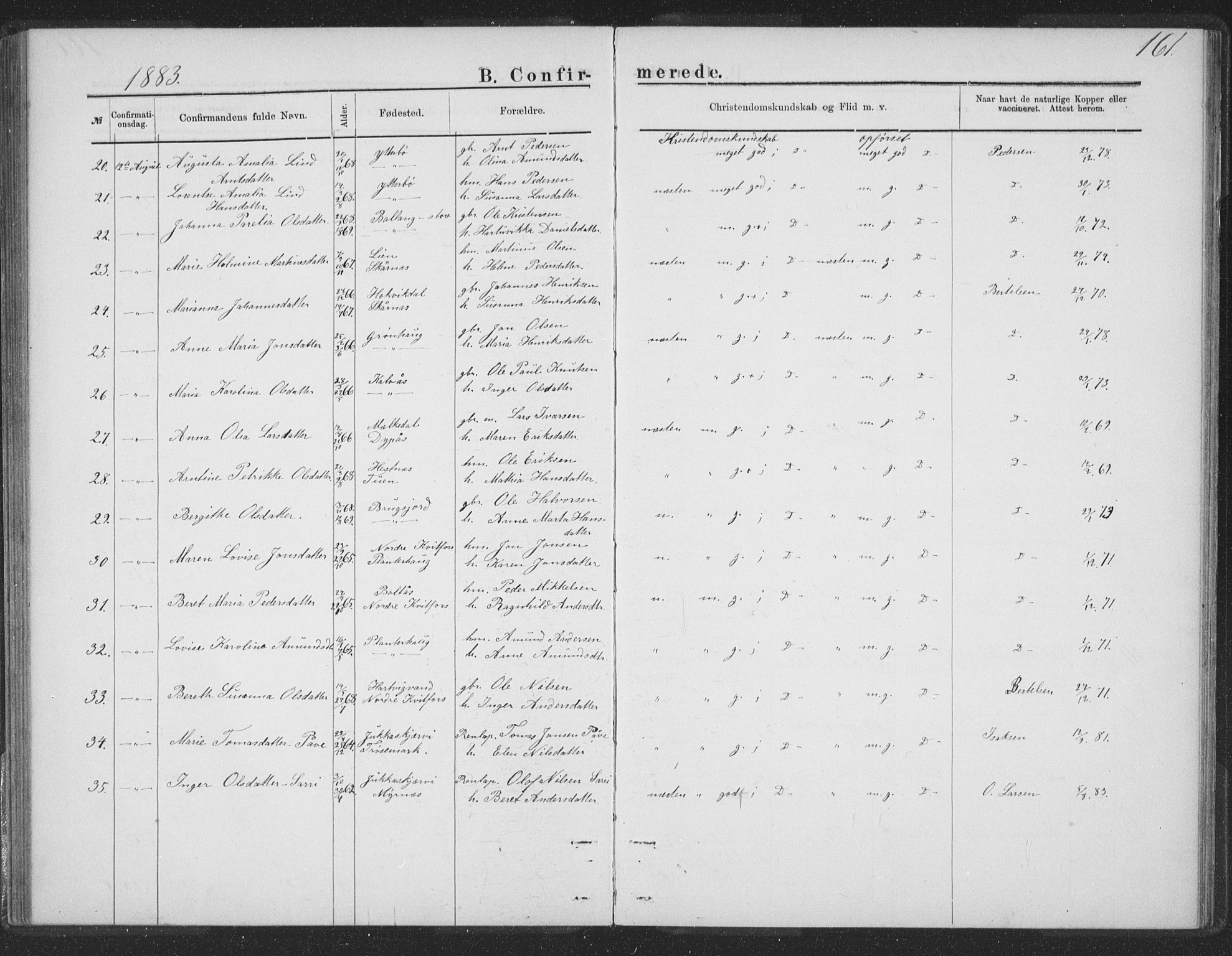 Ministerialprotokoller, klokkerbøker og fødselsregistre - Nordland, AV/SAT-A-1459/863/L0913: Klokkerbok nr. 863C03, 1877-1885, s. 161