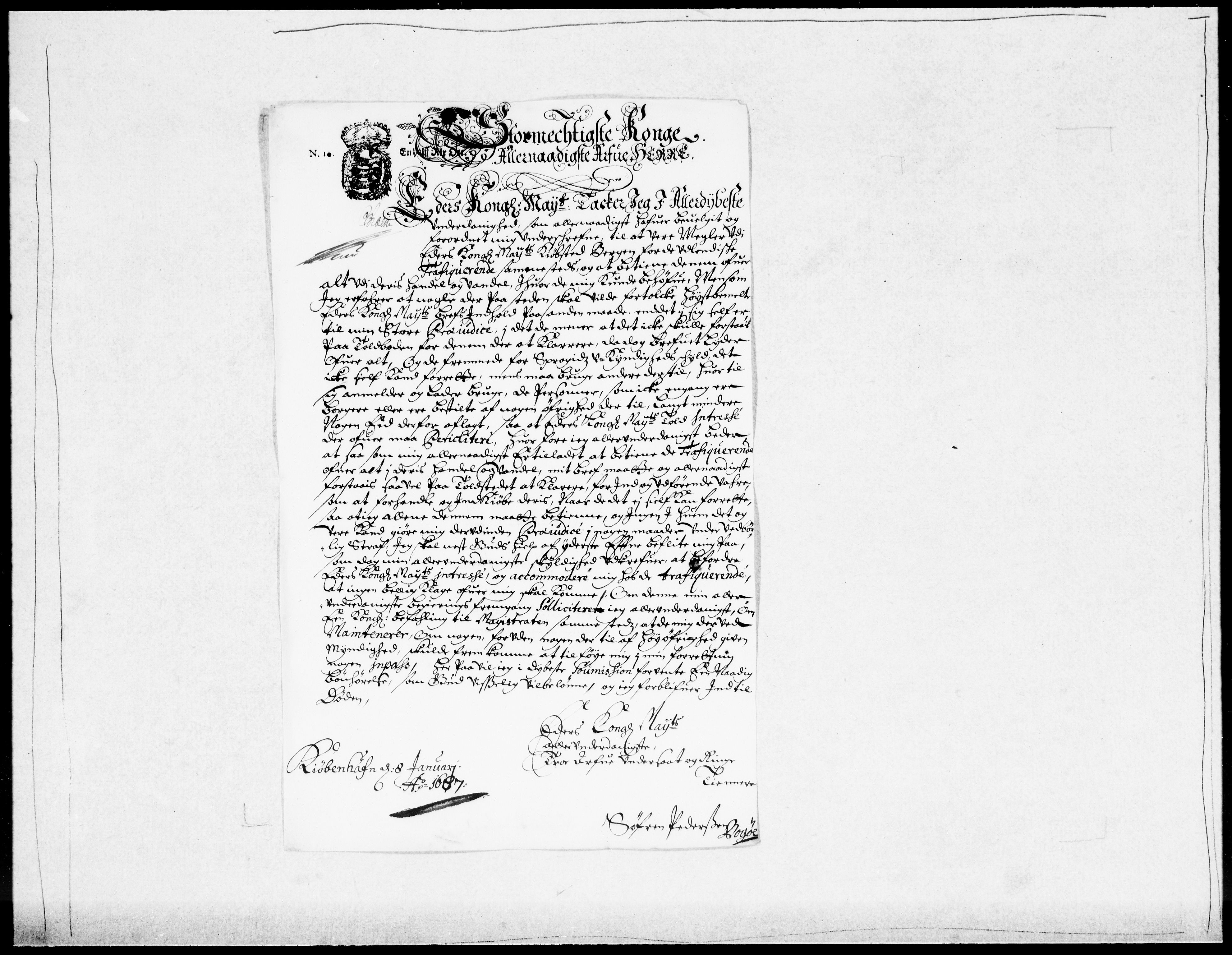 Danske Kanselli 1572-1799, AV/RA-EA-3023/F/Fc/Fcc/Fcca/L0040: Norske innlegg 1572-1799, 1686-1687, s. 289