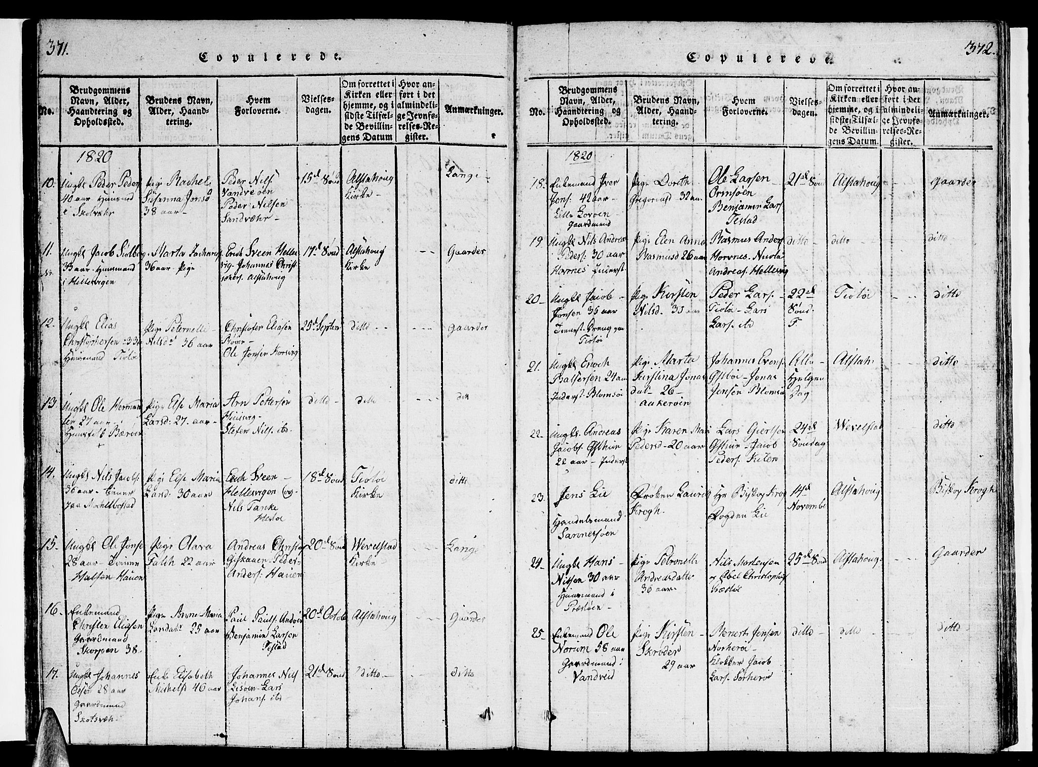 Ministerialprotokoller, klokkerbøker og fødselsregistre - Nordland, SAT/A-1459/830/L0457: Klokkerbok nr. 830C01 /1, 1820-1842, s. 371-372