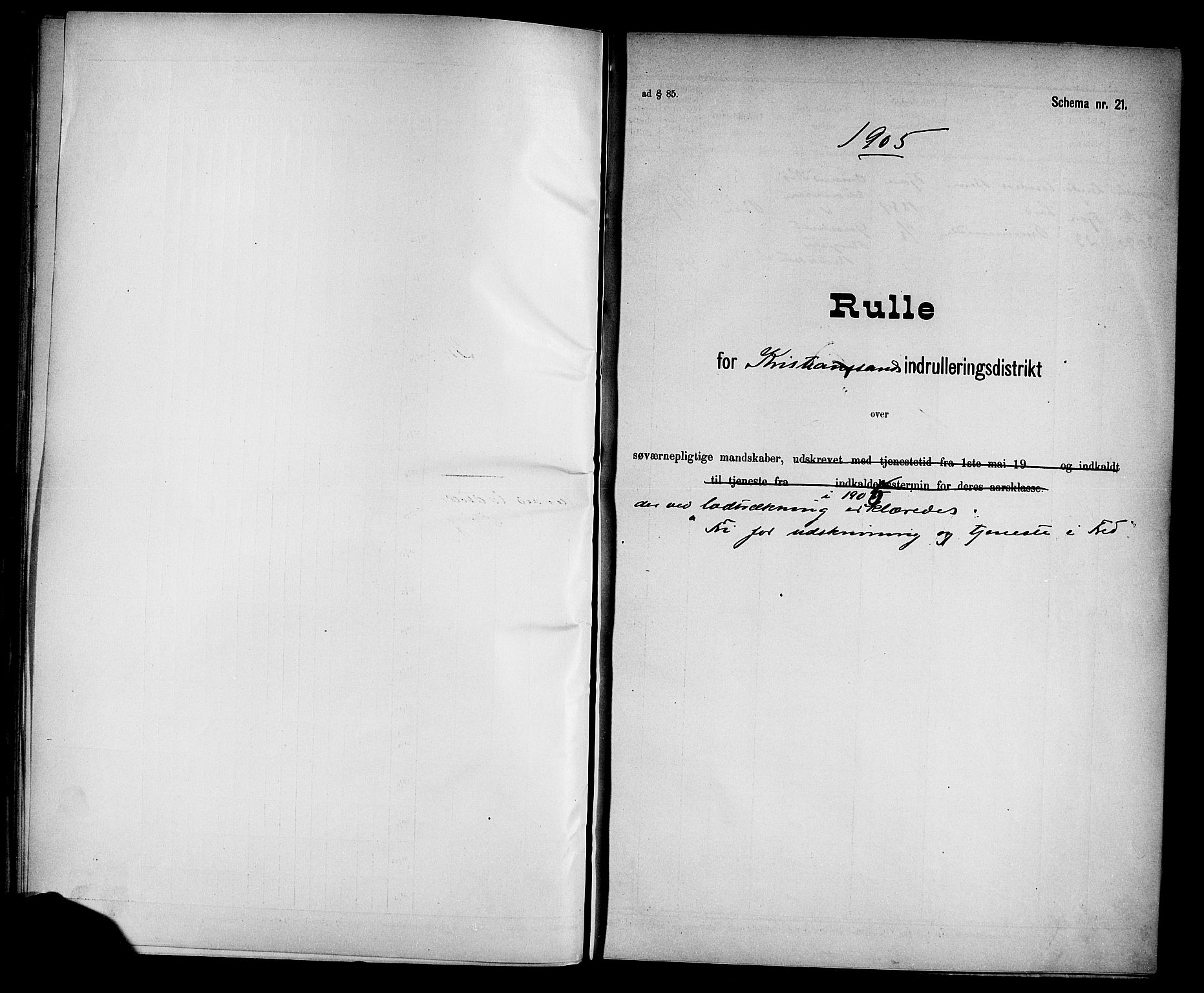 Kristiansand mønstringskrets, SAK/2031-0015/F/Fd/L0007: Rulle sjøvernepliktige, C-7, 1905, s. 57