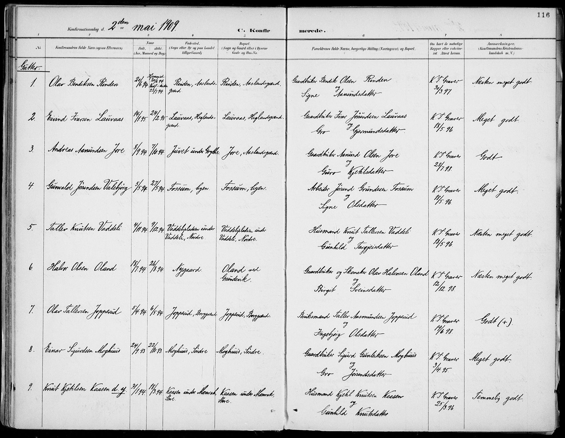 Fyresdal kirkebøker, AV/SAKO-A-263/F/Fa/L0007: Ministerialbok nr. I 7, 1887-1914, s. 116
