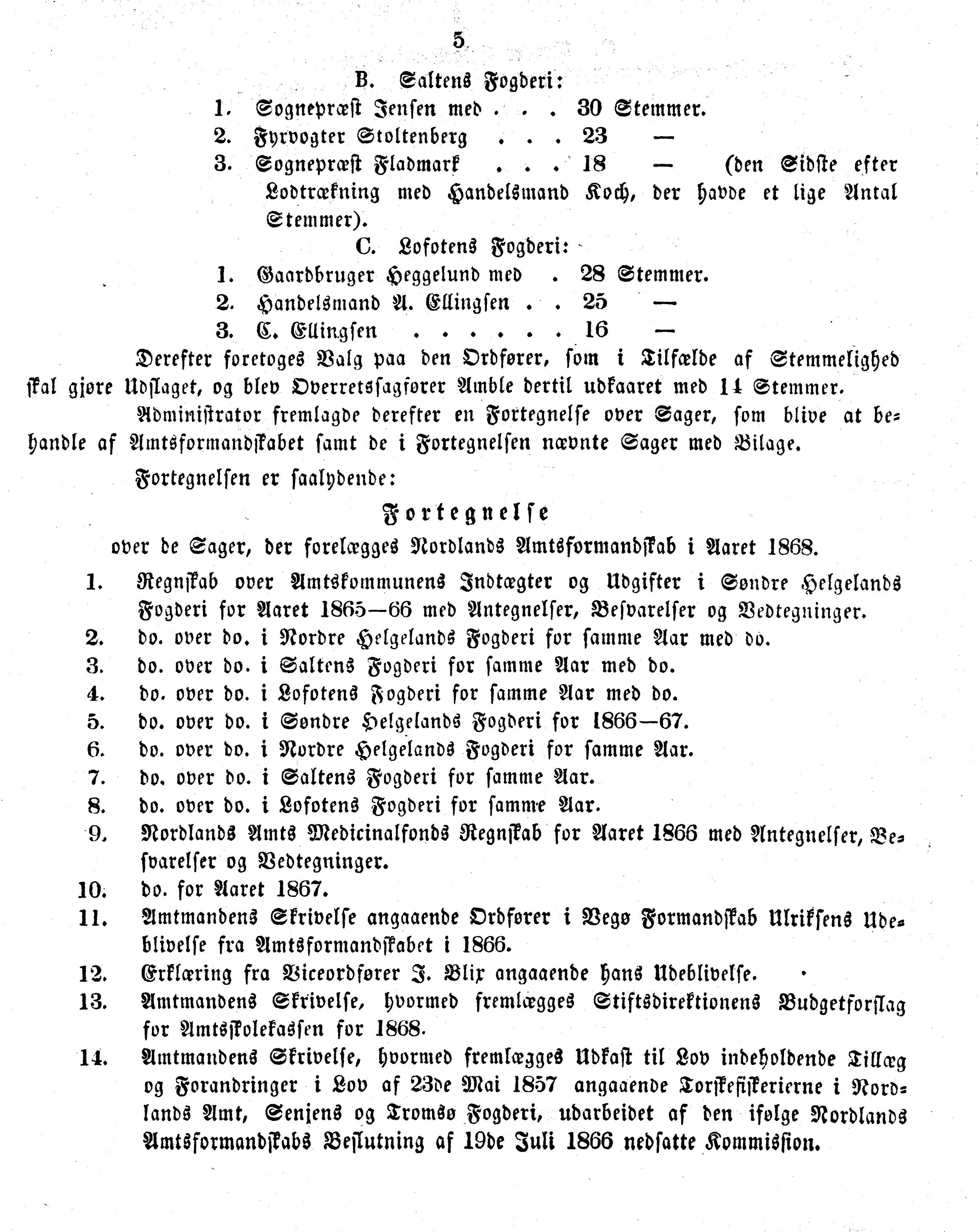 Nordland Fylkeskommune. Fylkestinget, AIN/NFK-17/176/A/Ac/L0005: Fylkestingsforhandlinger 1866-1870, 1866-1870