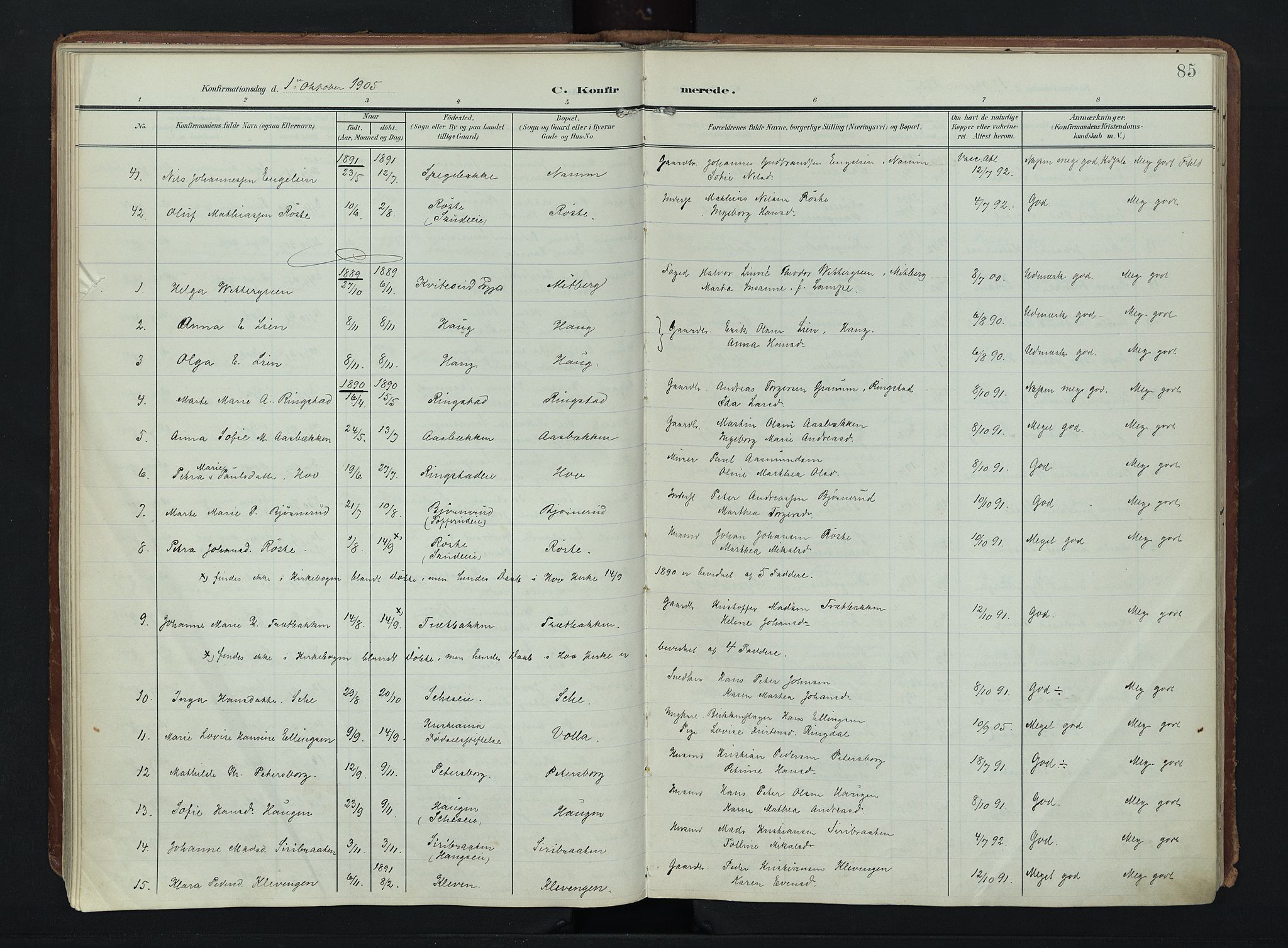 Søndre Land prestekontor, AV/SAH-PREST-122/K/L0007: Ministerialbok nr. 7, 1905-1914, s. 85