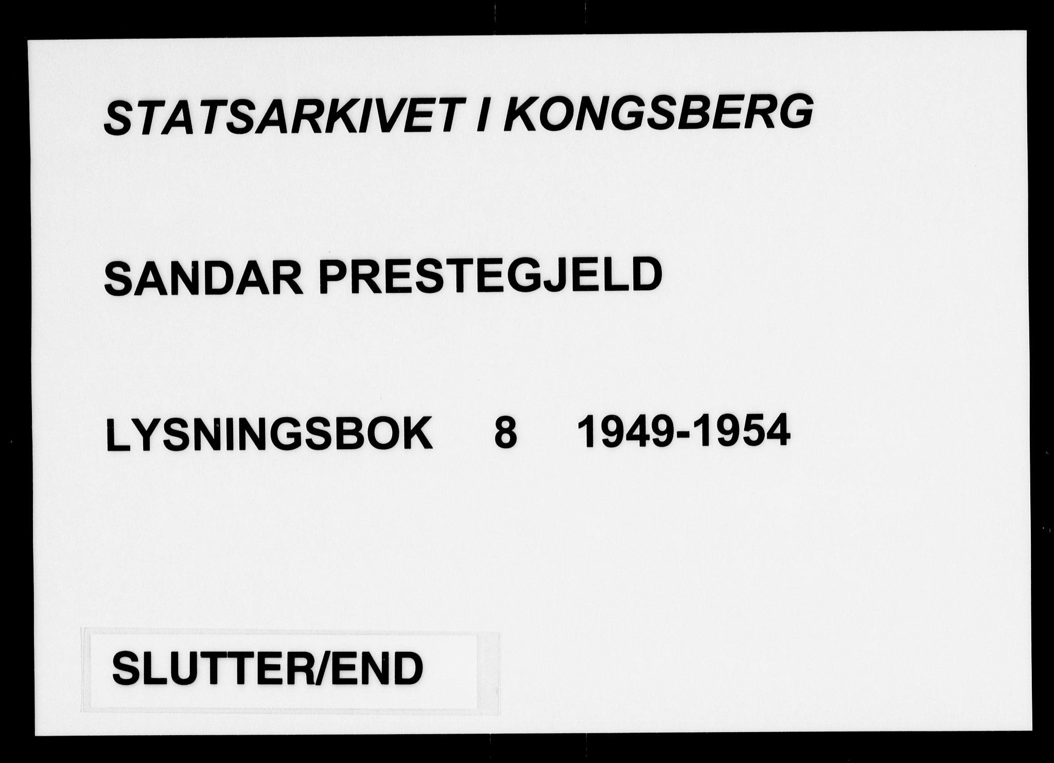 Sandar kirkebøker, AV/SAKO-A-243/H/Ha/L0008: Lysningsprotokoll nr. 8, 1949-1954