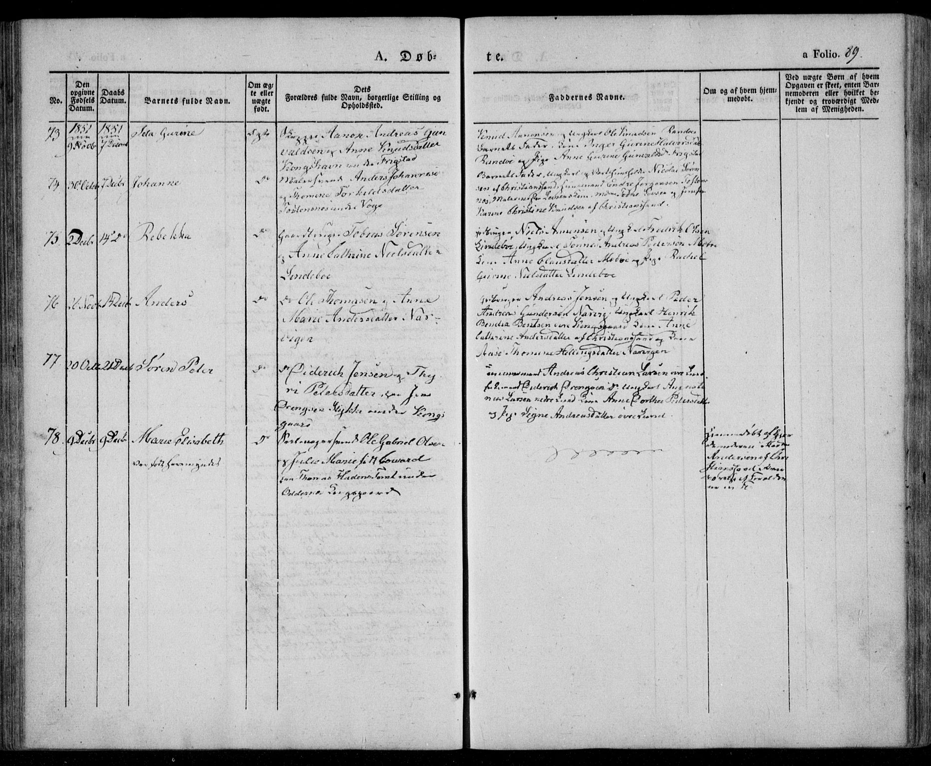 Oddernes sokneprestkontor, SAK/1111-0033/F/Fa/Faa/L0006: Ministerialbok nr. A 6, 1838-1851, s. 89