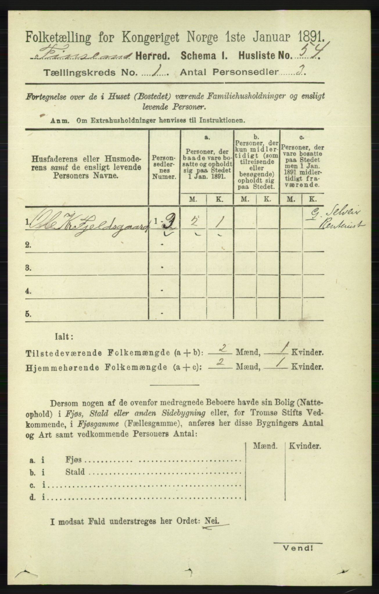 RA, Folketelling 1891 for 1023 Finsland herred, 1891, s. 68