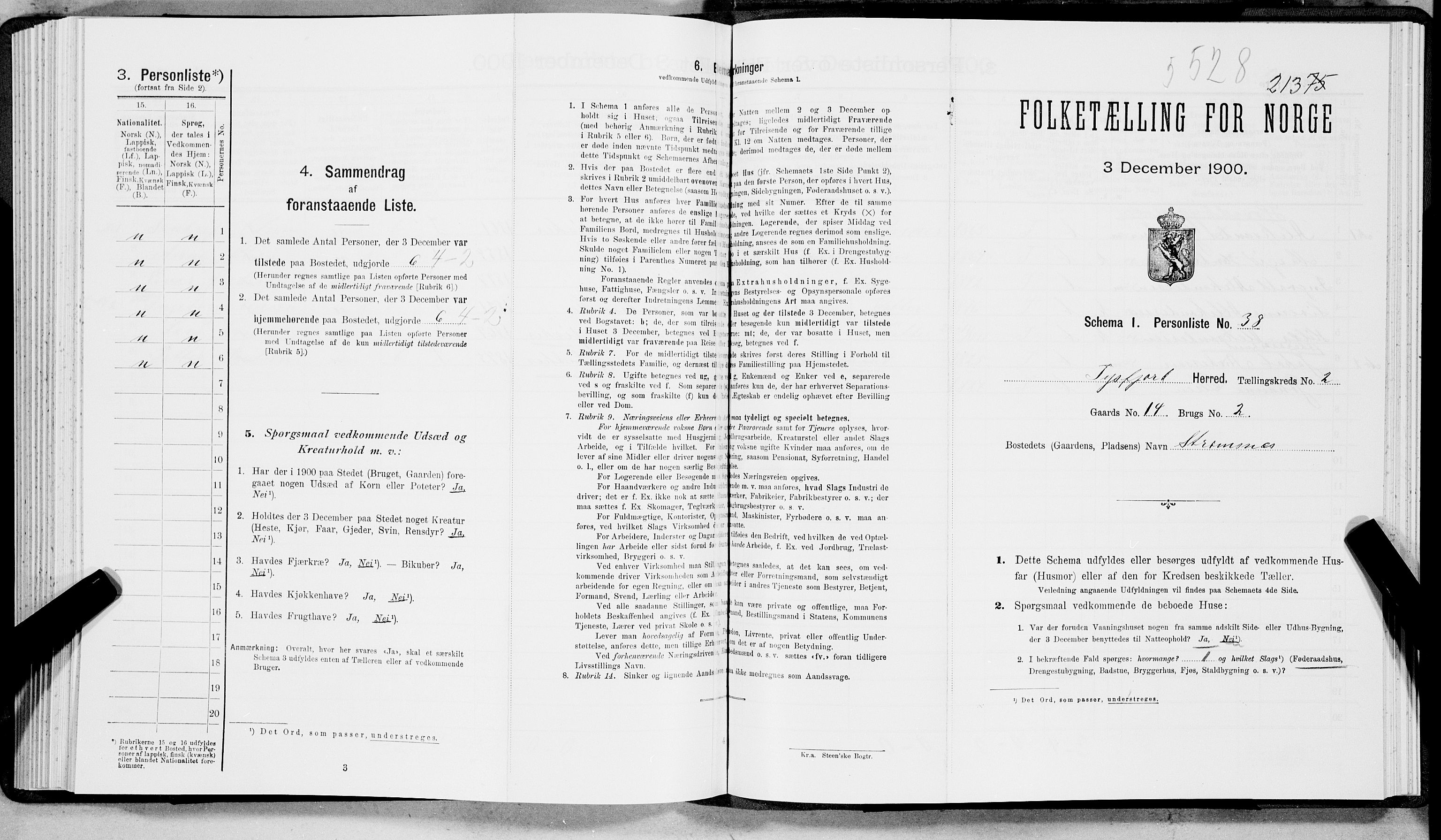 SAT, Folketelling 1900 for 1850 Tysfjord herred, 1900, s. 226