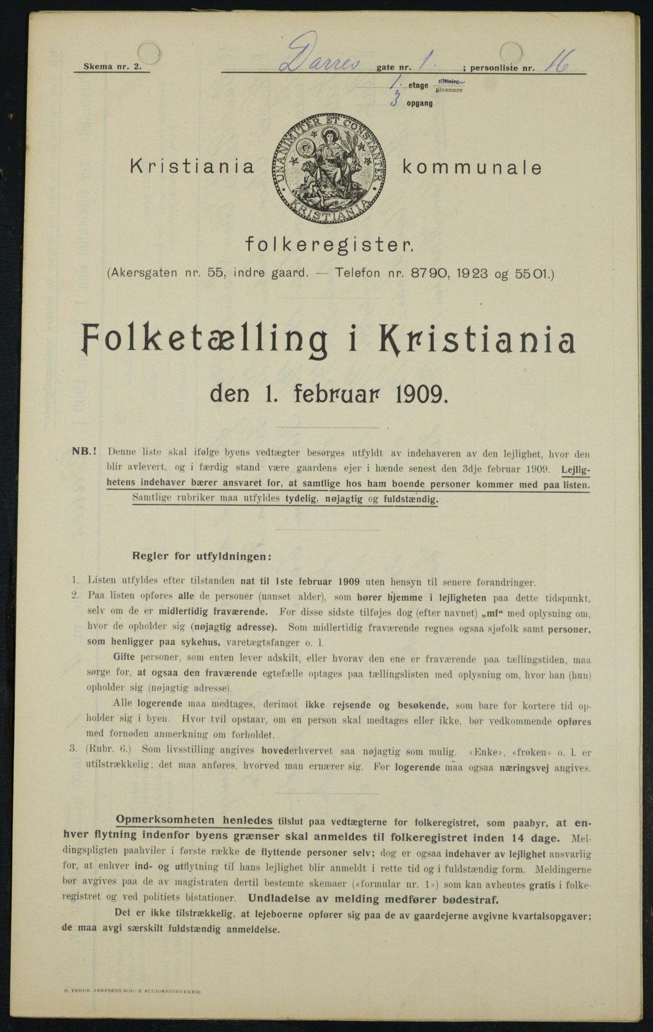 OBA, Kommunal folketelling 1.2.1909 for Kristiania kjøpstad, 1909, s. 14021