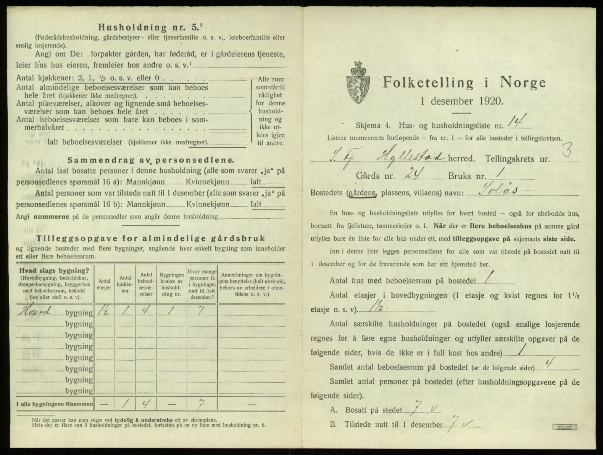 SAB, Folketelling 1920 for 1413 Hyllestad herred, 1920, s. 205