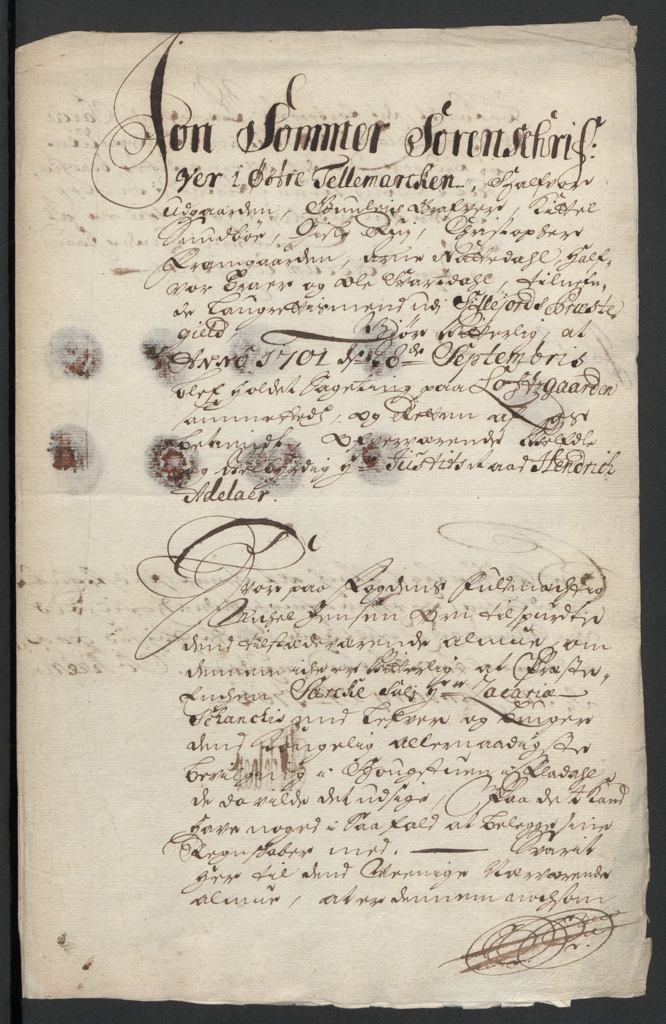 Rentekammeret inntil 1814, Reviderte regnskaper, Fogderegnskap, AV/RA-EA-4092/R36/L2105: Fogderegnskap Øvre og Nedre Telemark og Bamble, 1701, s. 211