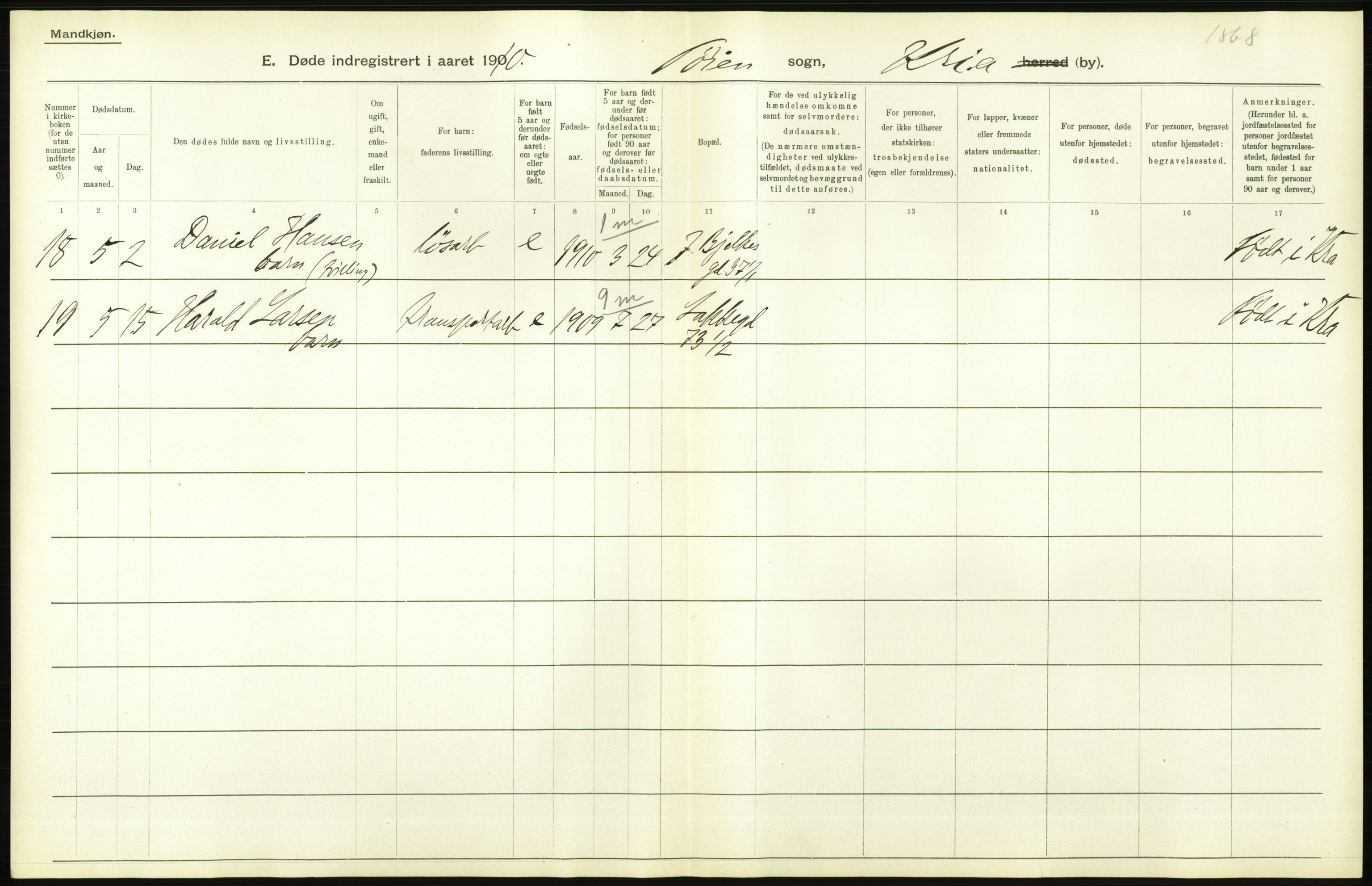 Statistisk sentralbyrå, Sosiodemografiske emner, Befolkning, AV/RA-S-2228/D/Df/Dfa/Dfah/L0008: Kristiania: Døde, 1910, s. 700