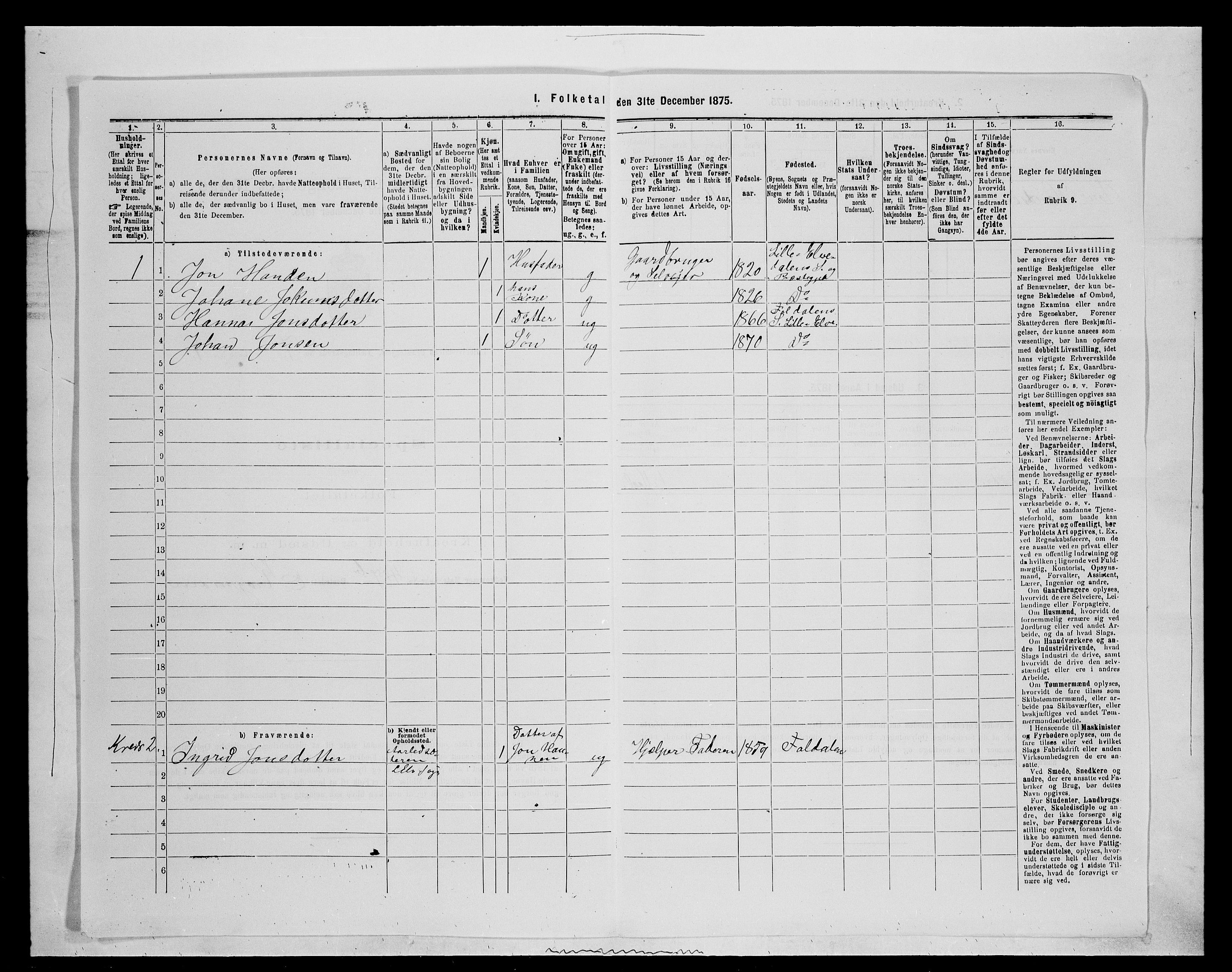 SAH, Folketelling 1875 for 0438P Lille Elvedalen (Alvdal) prestegjeld, 1875, s. 653