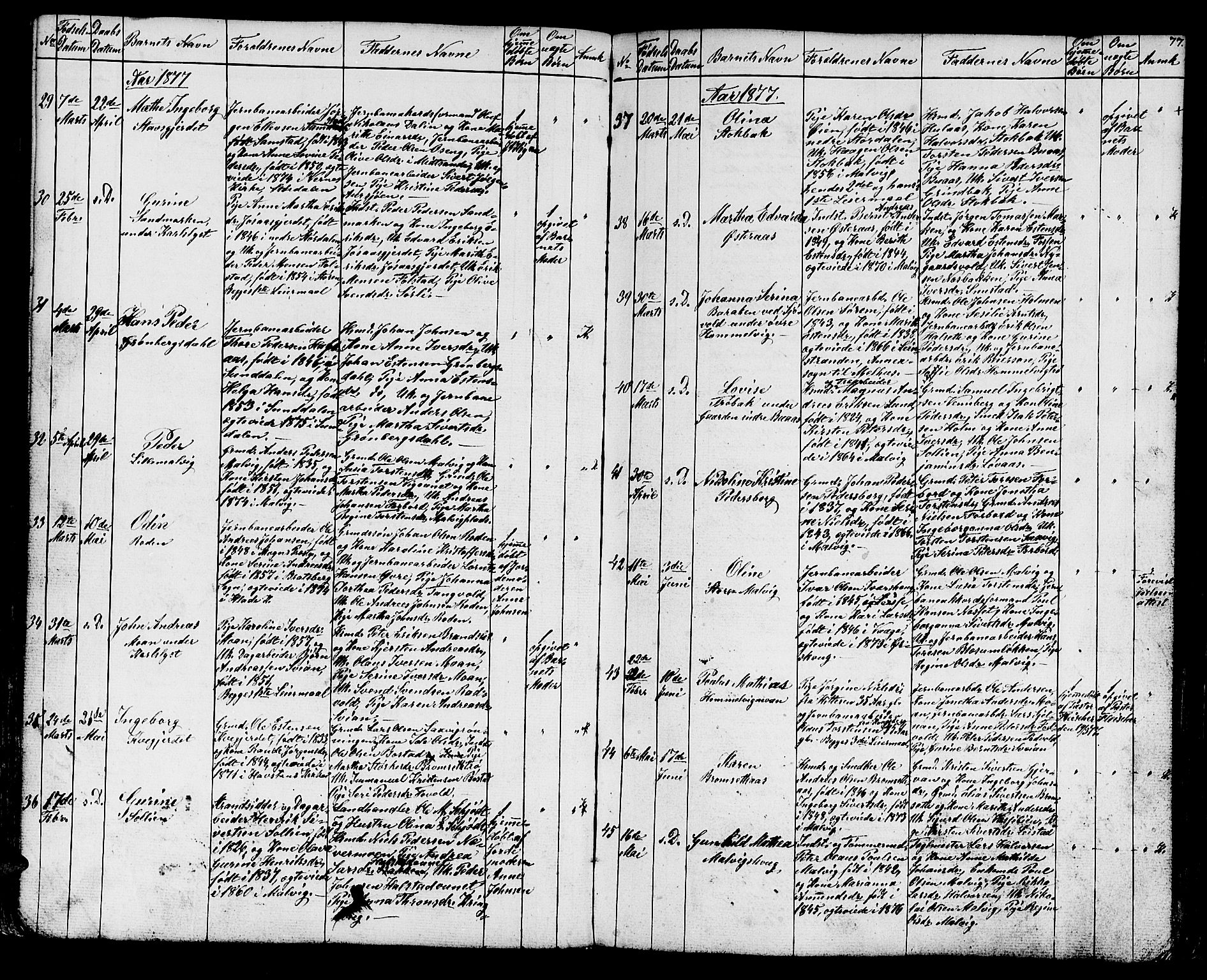 Ministerialprotokoller, klokkerbøker og fødselsregistre - Sør-Trøndelag, SAT/A-1456/616/L0422: Klokkerbok nr. 616C05, 1850-1888, s. 77