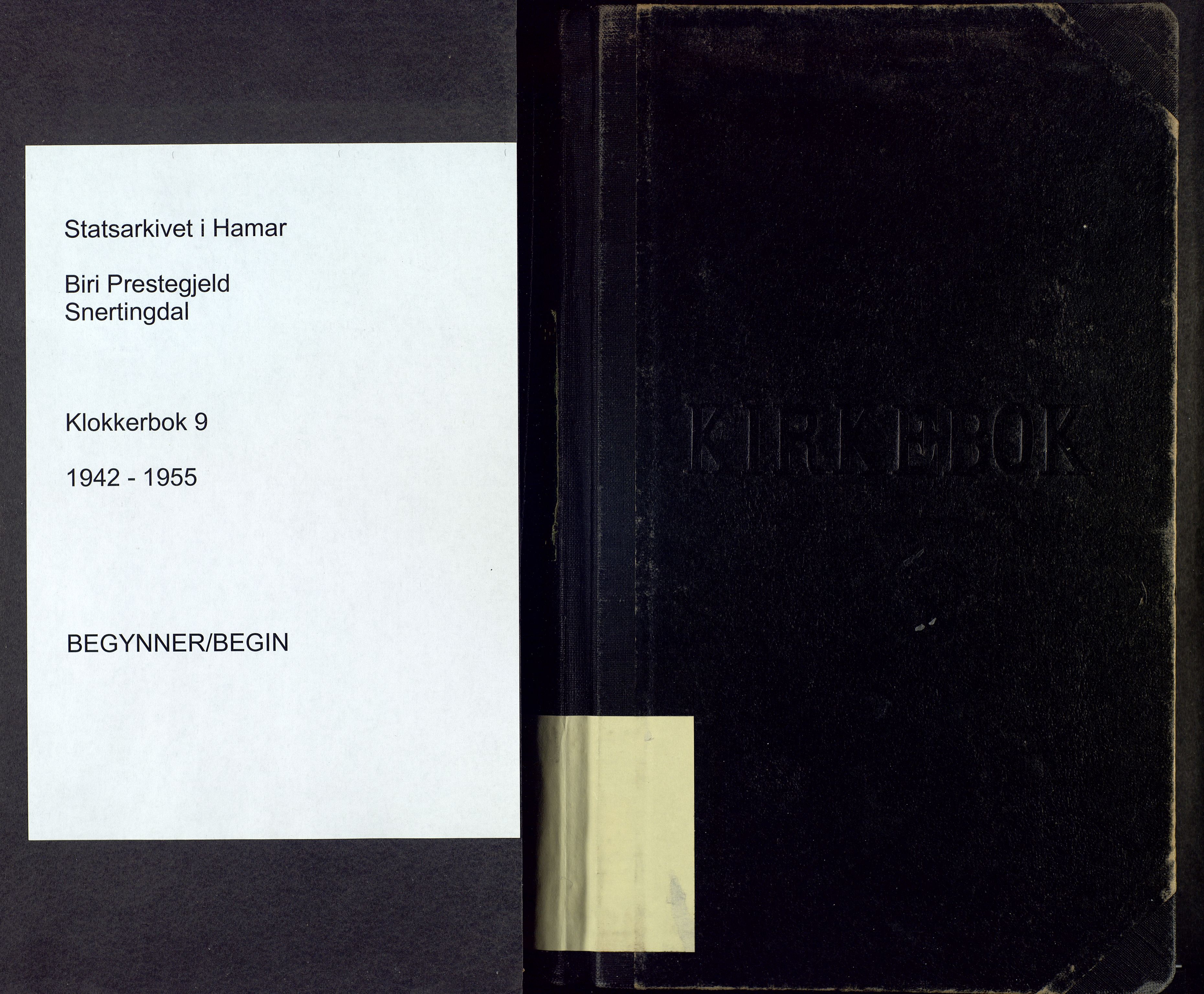 Biri prestekontor, SAH/PREST-096/H/Ha/Hab/L0009: Klokkerbok nr. 9, 1942-1955