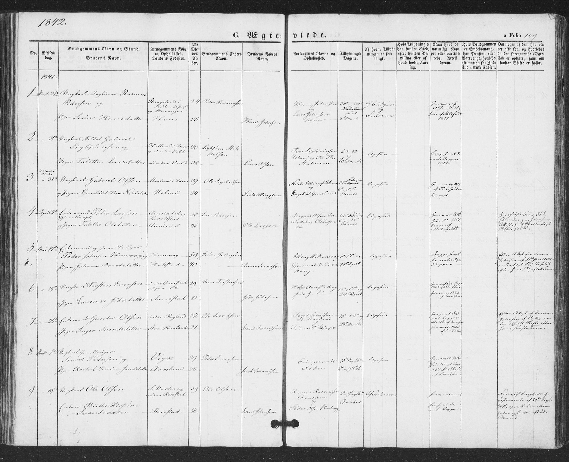 Hå sokneprestkontor, AV/SAST-A-101801/001/30BA/L0007: Ministerialbok nr. A 6, 1842-1855, s. 109