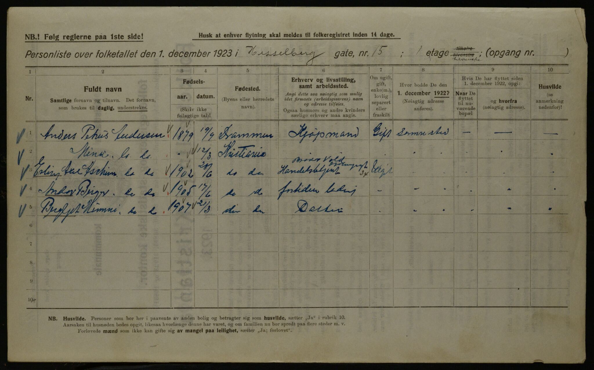 OBA, Kommunal folketelling 1.12.1923 for Kristiania, 1923, s. 44952