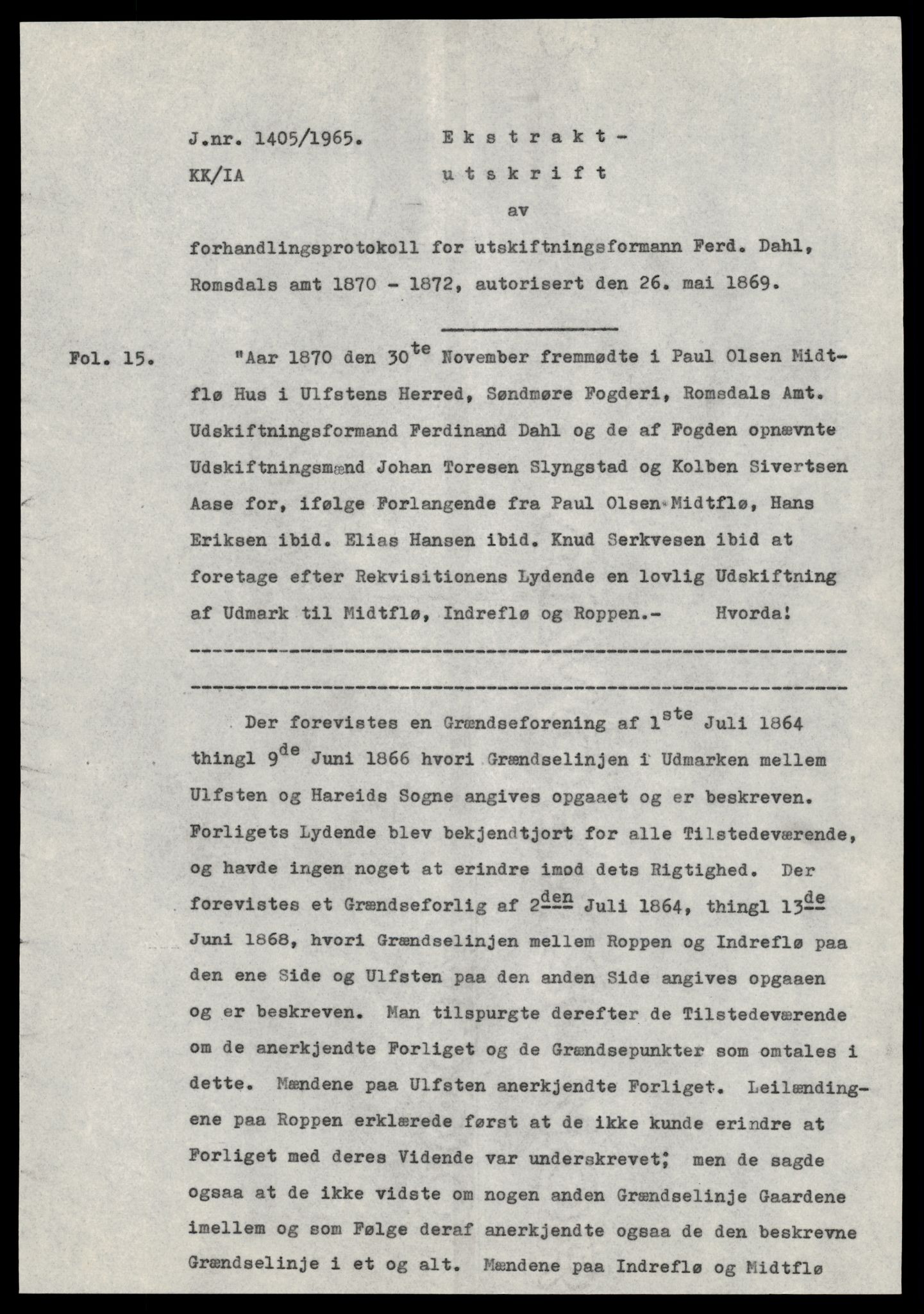 Statsarkivet i Trondheim, AV/SAT-A-4183/J/Ja/L0076: Utskiftningsprotokoll, 1870 - 1872, 1870-1872