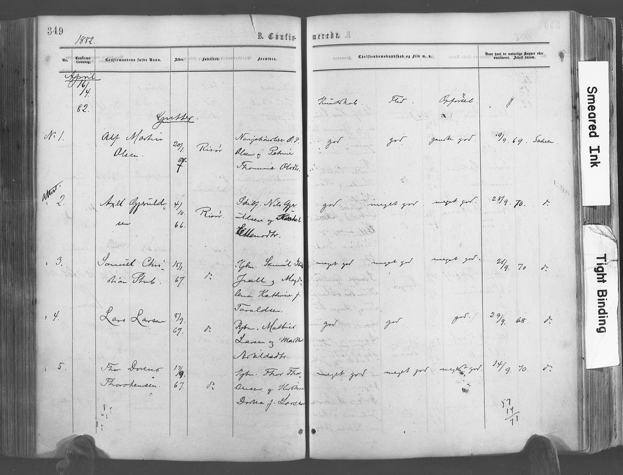 Risør sokneprestkontor, SAK/1111-0035/F/Fa/L0004: Ministerialbok nr. A 4, 1865-1882, s. 349