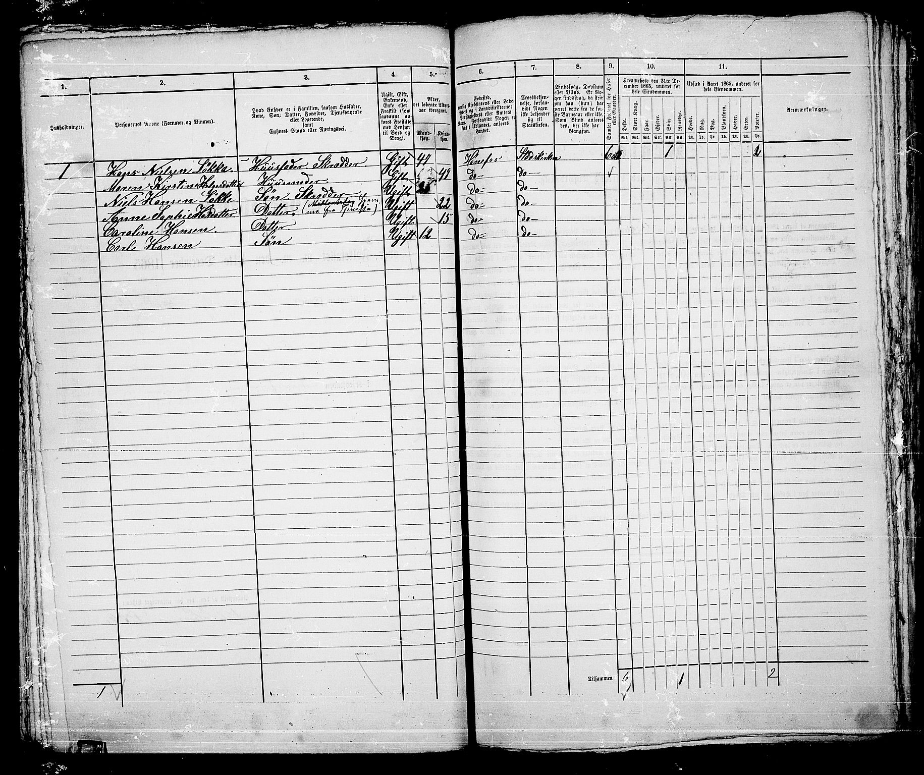 RA, Folketelling 1865 for 0601B Norderhov prestegjeld, Hønefoss kjøpstad, 1865, s. 155