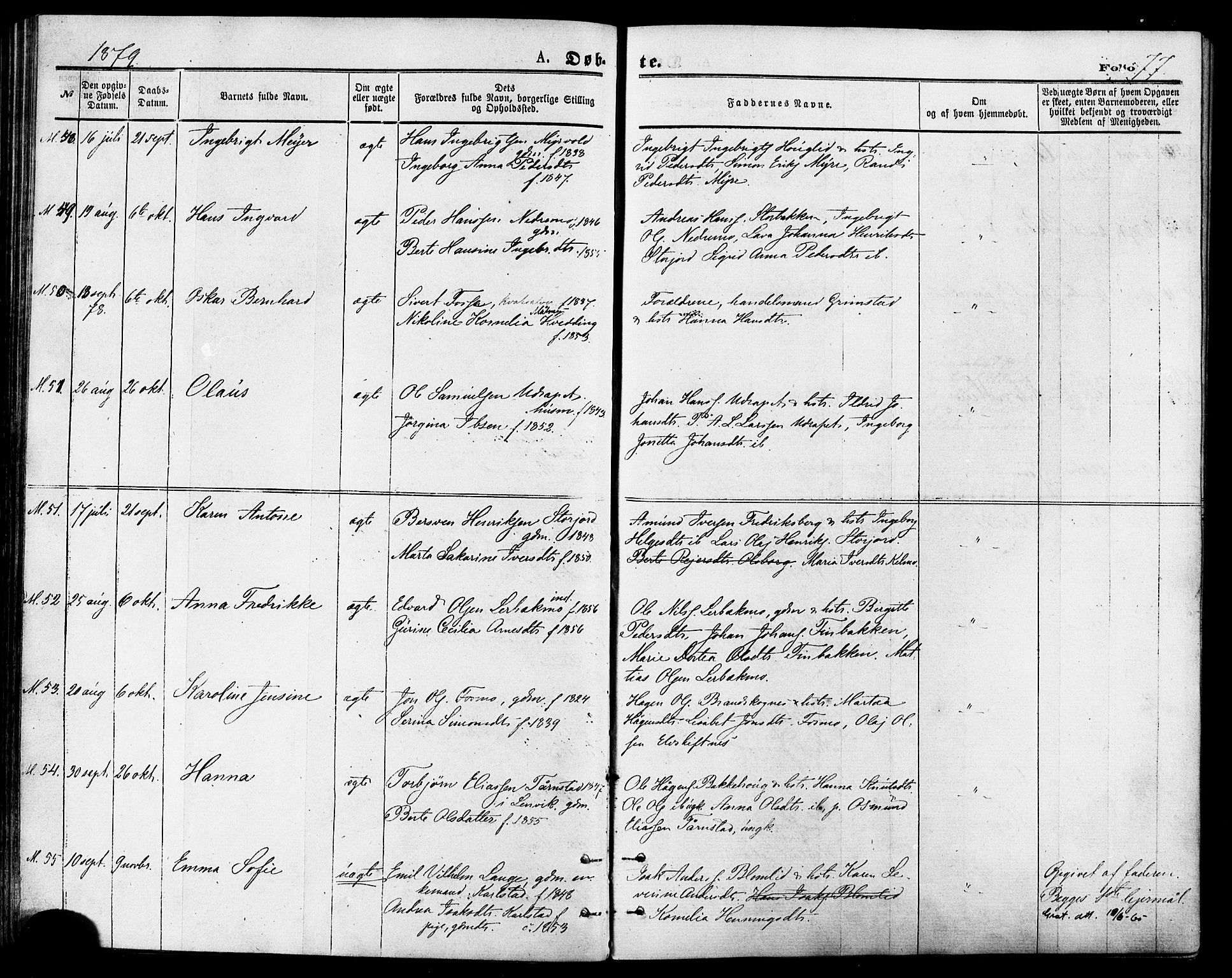 Målselv sokneprestembete, AV/SATØ-S-1311/G/Ga/Gaa/L0005kirke: Ministerialbok nr. 5, 1872-1884, s. 77
