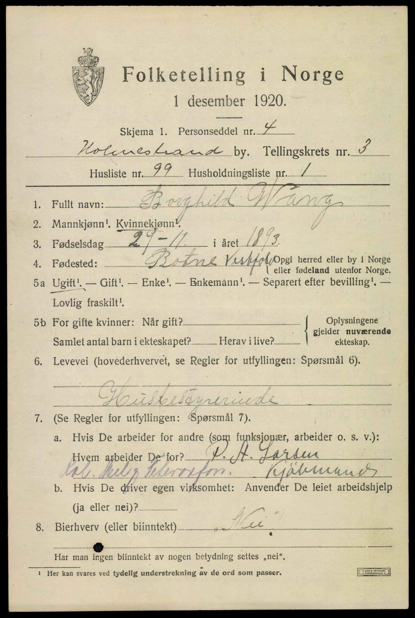 SAKO, Folketelling 1920 for 0702 Holmestrand kjøpstad, 1920, s. 4082