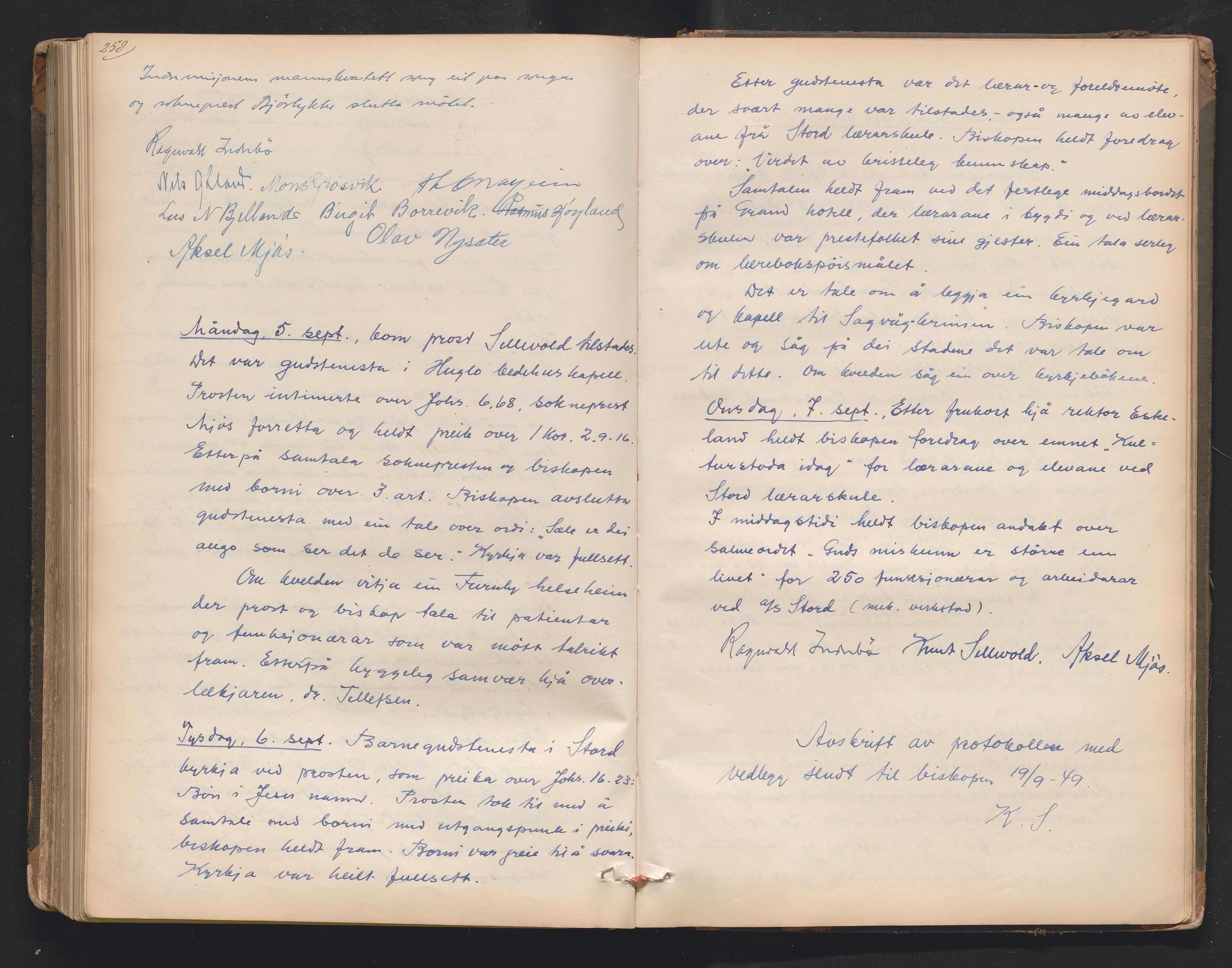 Nordre Sunnhordland prosti, AV/SAB-A-99912/F/L0001: Visitasprotokoll , 1860-1959, s. 258