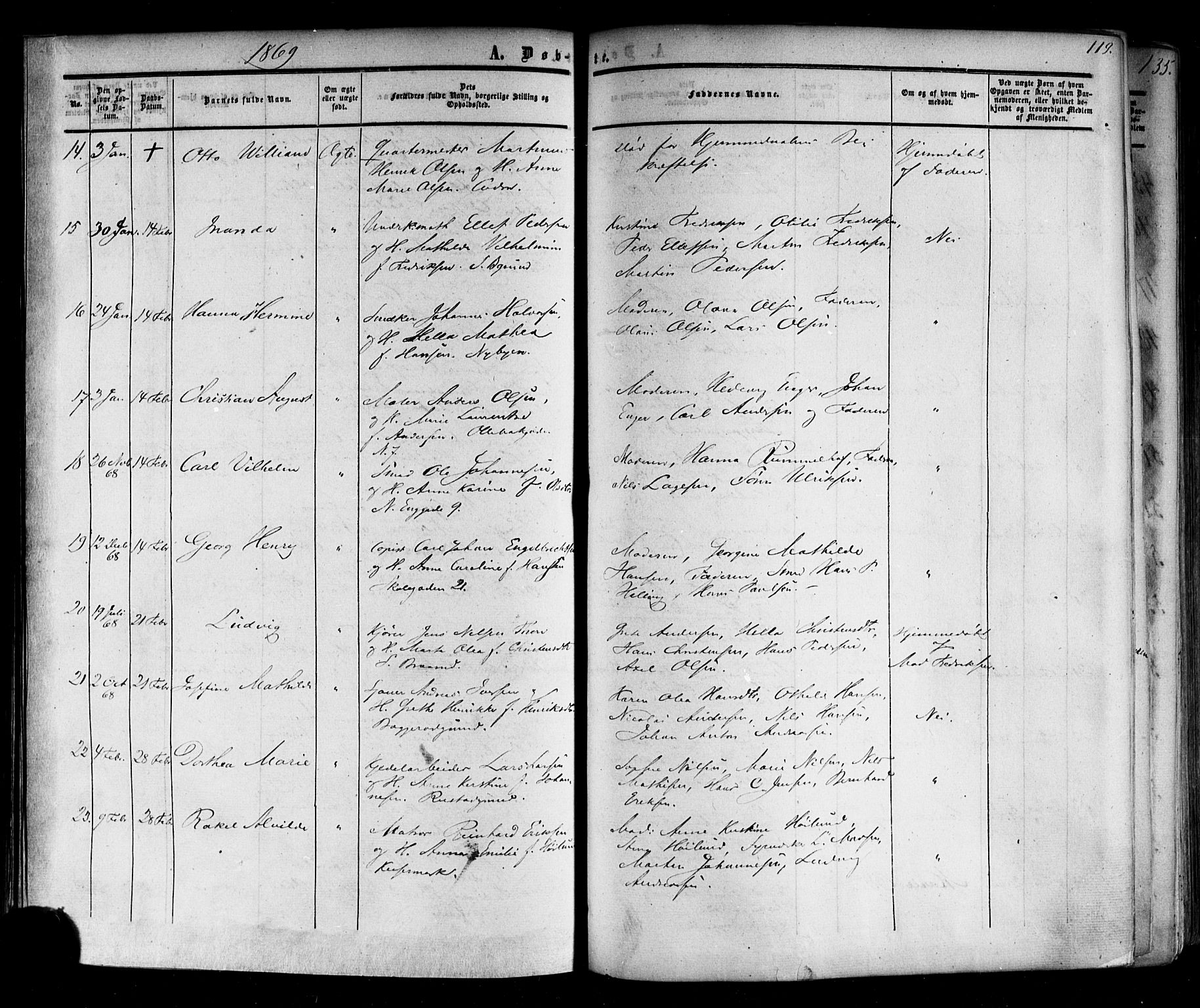 Horten kirkebøker, AV/SAKO-A-348/F/Fa/L0001: Ministerialbok nr. 1, 1855-1871, s. 119