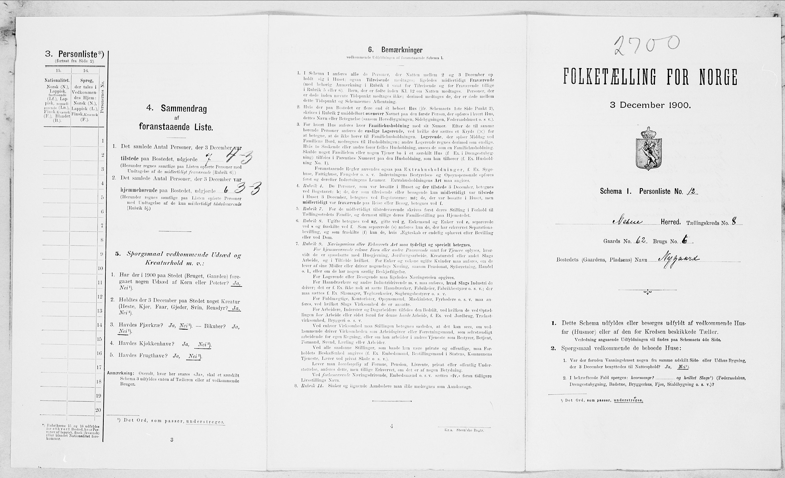 SAT, Folketelling 1900 for 1828 Nesna herred, 1900, s. 694