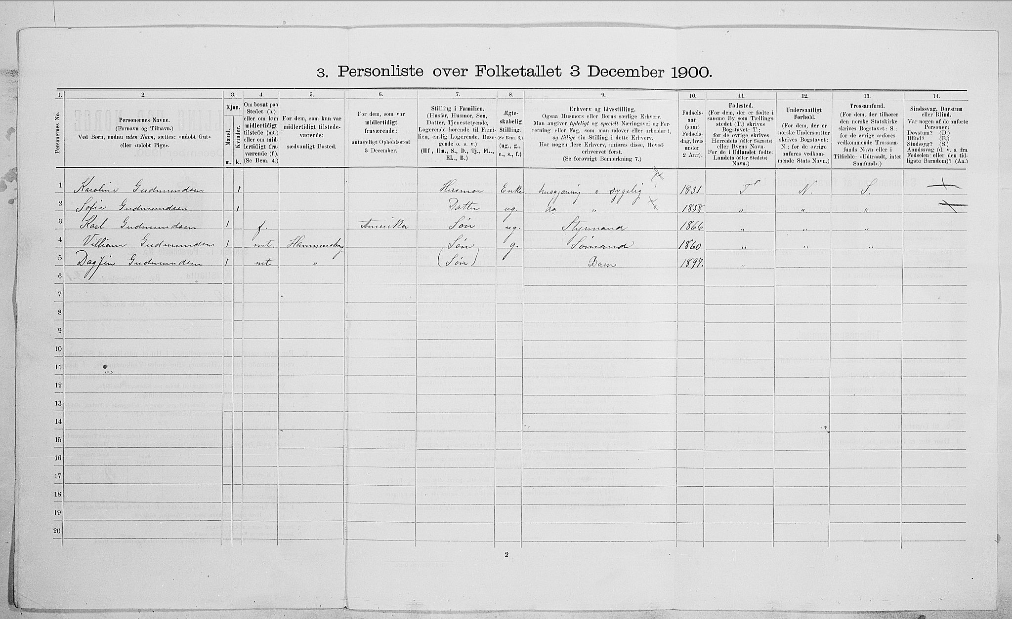 SAO, Folketelling 1900 for 0301 Kristiania kjøpstad, 1900, s. 73483