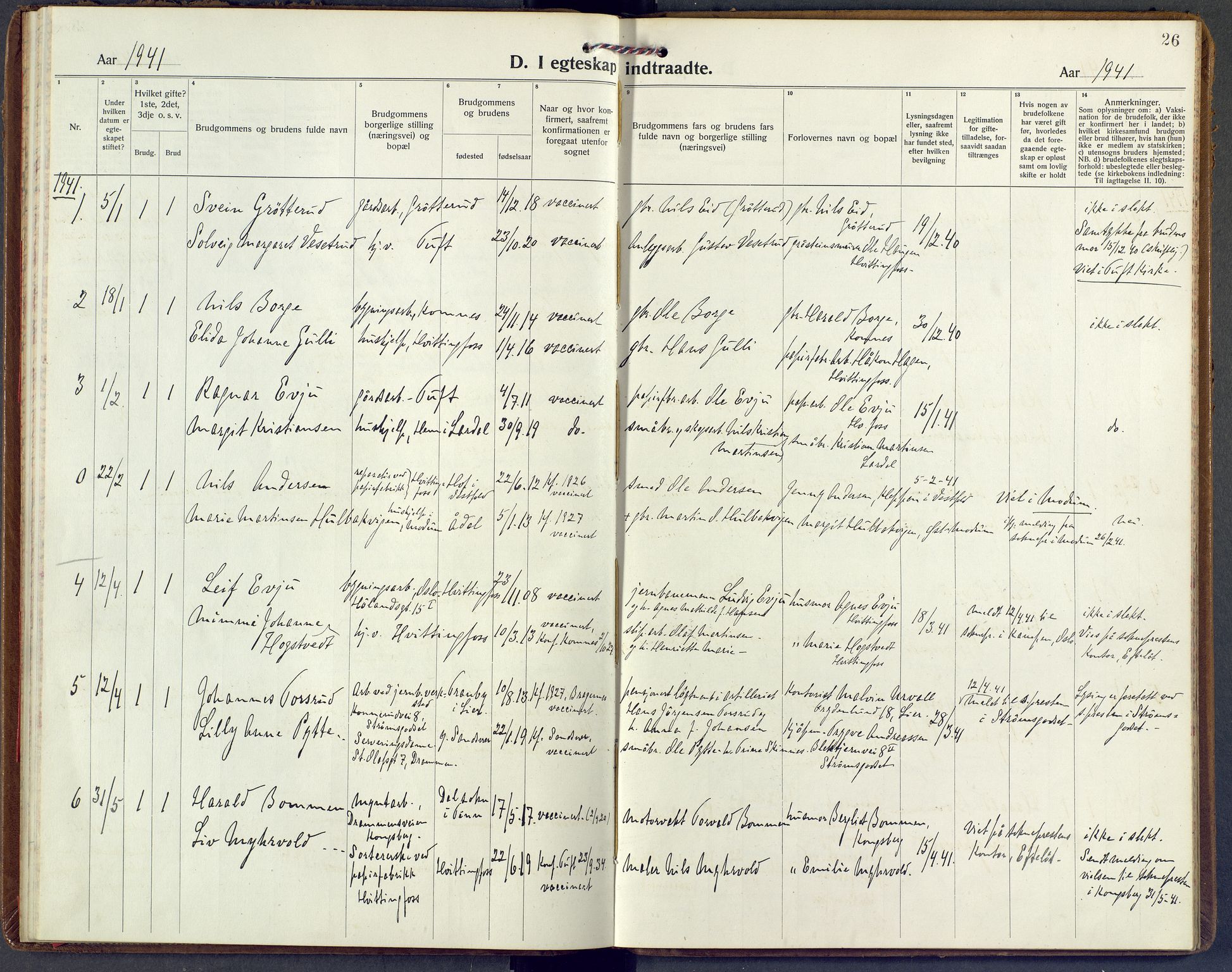 Sandsvær kirkebøker, AV/SAKO-A-244/F/Fc/L0002: Ministerialbok nr. III 2, 1920-1959, s. 26