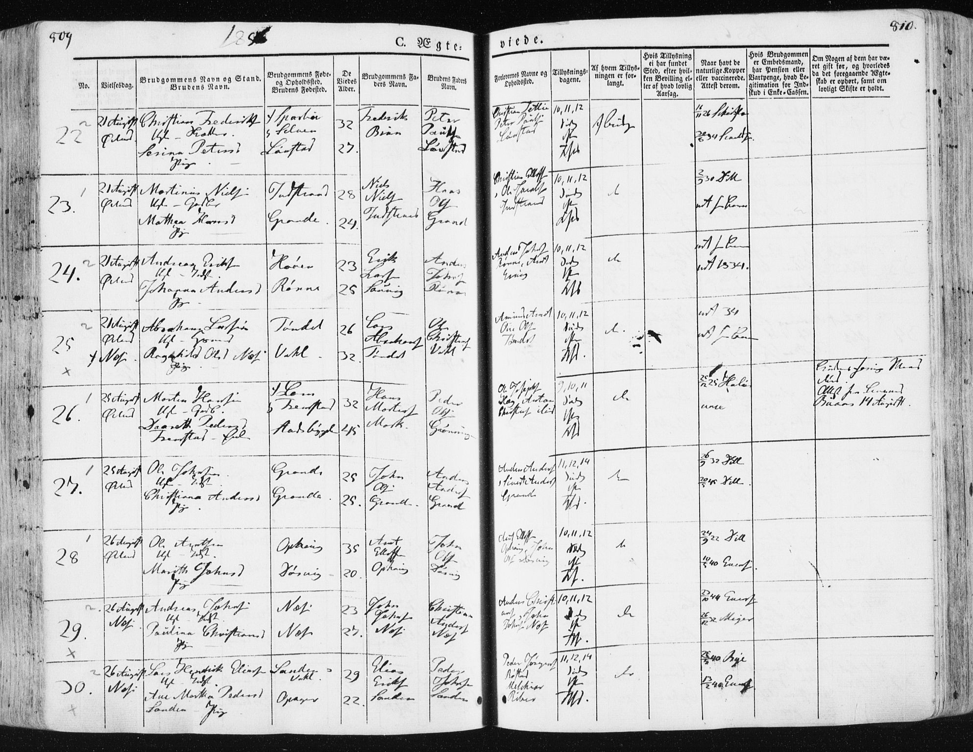 Ministerialprotokoller, klokkerbøker og fødselsregistre - Sør-Trøndelag, SAT/A-1456/659/L0736: Ministerialbok nr. 659A06, 1842-1856, s. 809-810