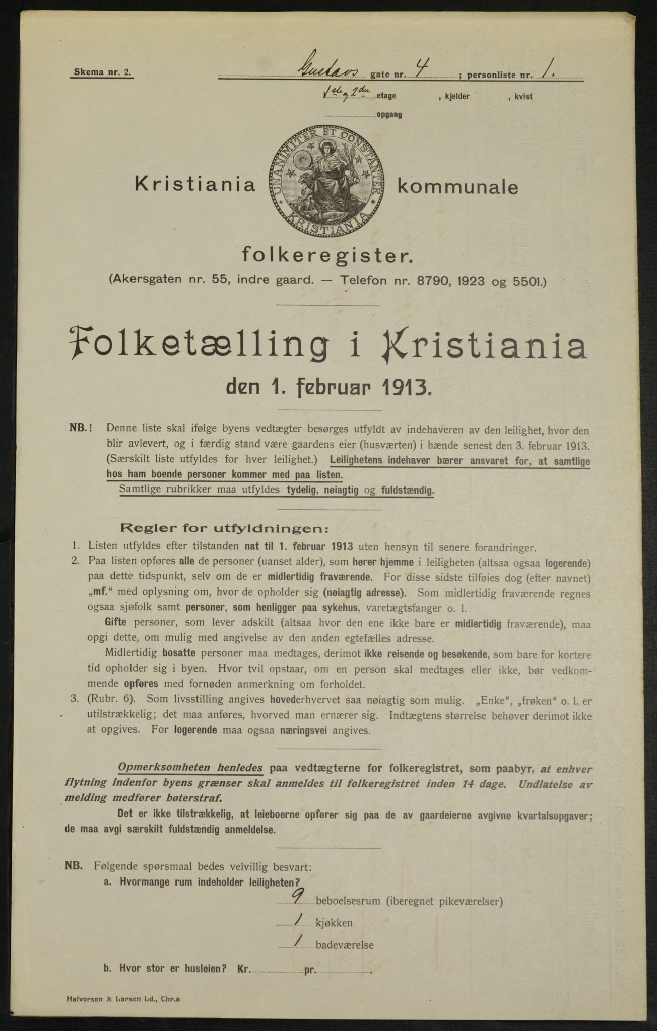 OBA, Kommunal folketelling 1.2.1913 for Kristiania, 1913, s. 32517