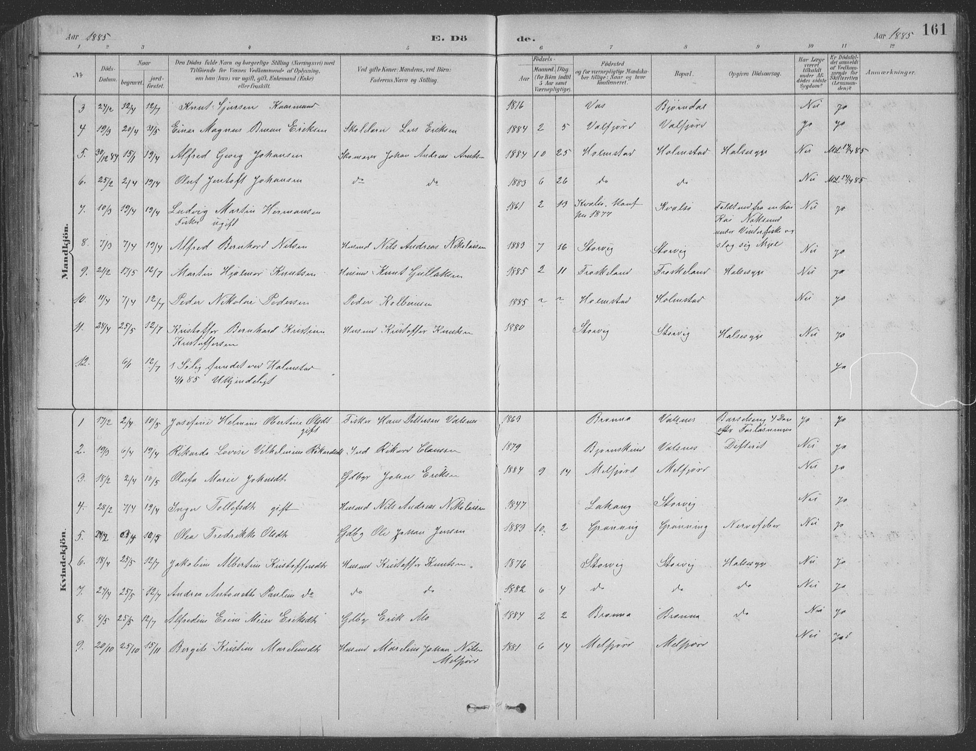 Ministerialprotokoller, klokkerbøker og fødselsregistre - Nordland, SAT/A-1459/890/L1290: Klokkerbok nr. 890C01, 1882-1911, s. 161