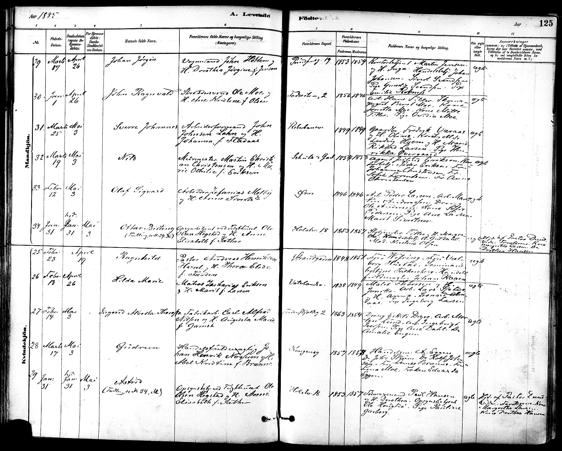 Ministerialprotokoller, klokkerbøker og fødselsregistre - Sør-Trøndelag, SAT/A-1456/601/L0057: Ministerialbok nr. 601A25, 1877-1891, s. 125