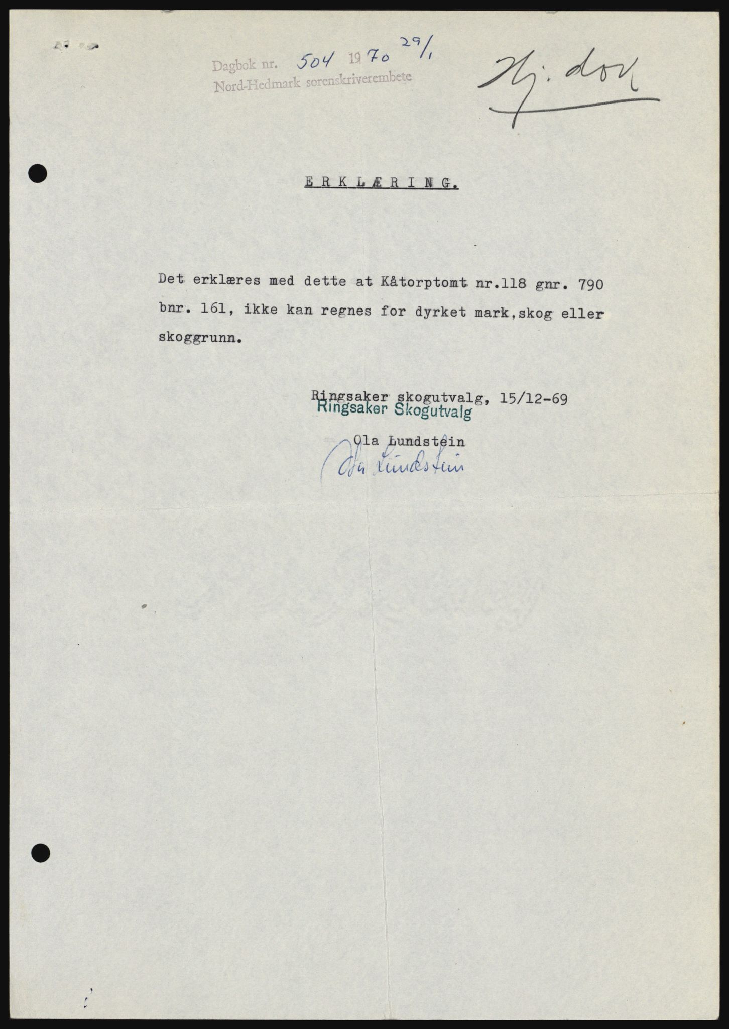 Nord-Hedmark sorenskriveri, AV/SAH-TING-012/H/Hc/L0033: Pantebok nr. 33, 1970-1970, Dagboknr: 504/1970